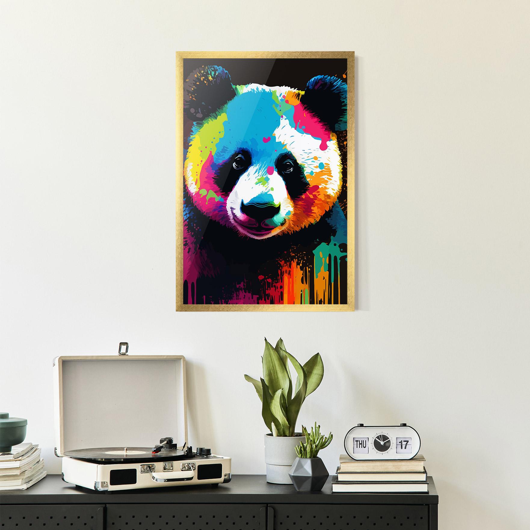 Keretezett Poszter Panda Color Art mockup 2