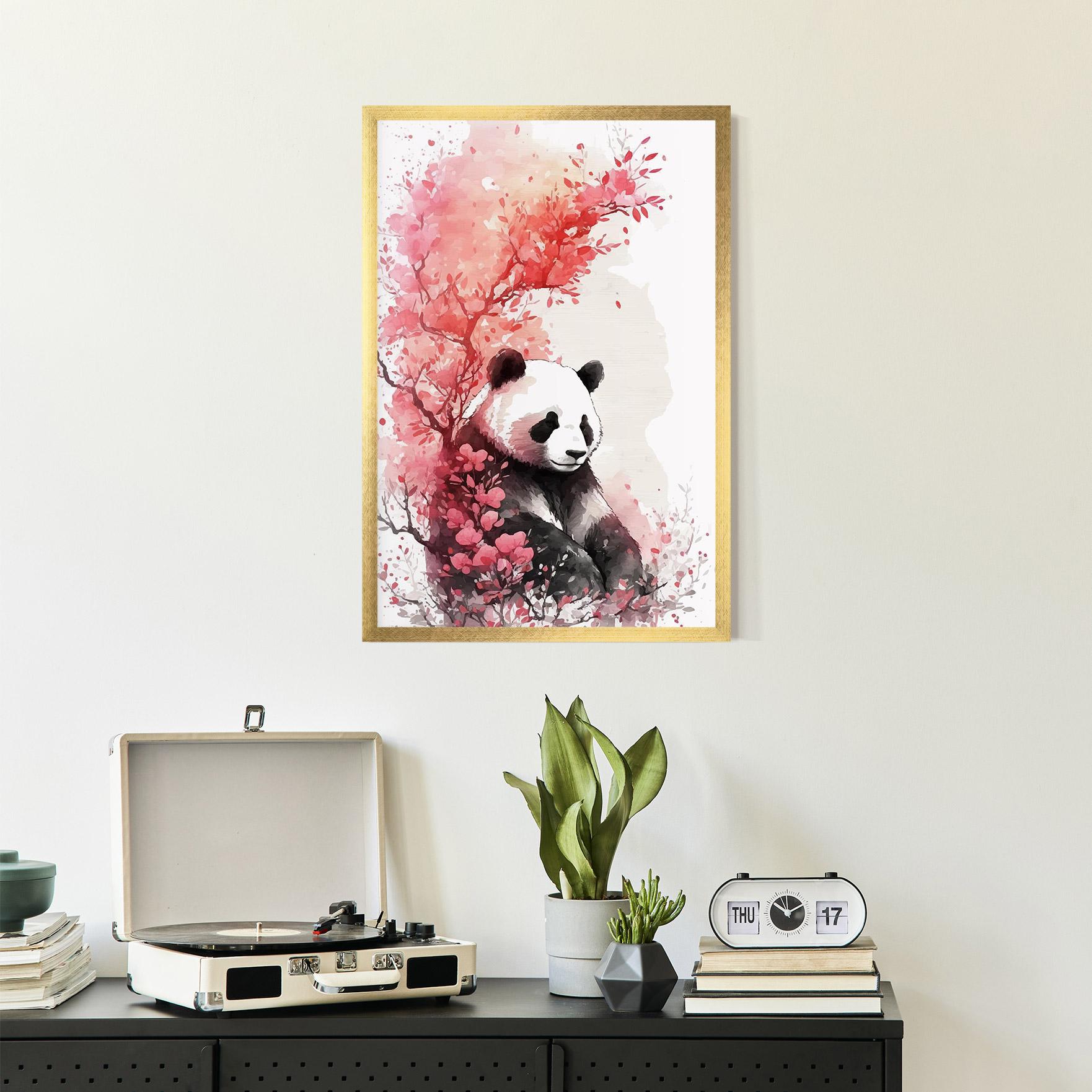 Keretezett Poszter Pink Flower Panda mockup 2
