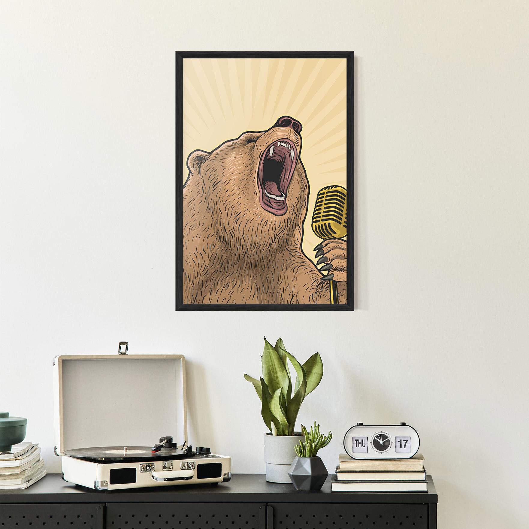 Keretezett Poszter Bear Singing mockup 2