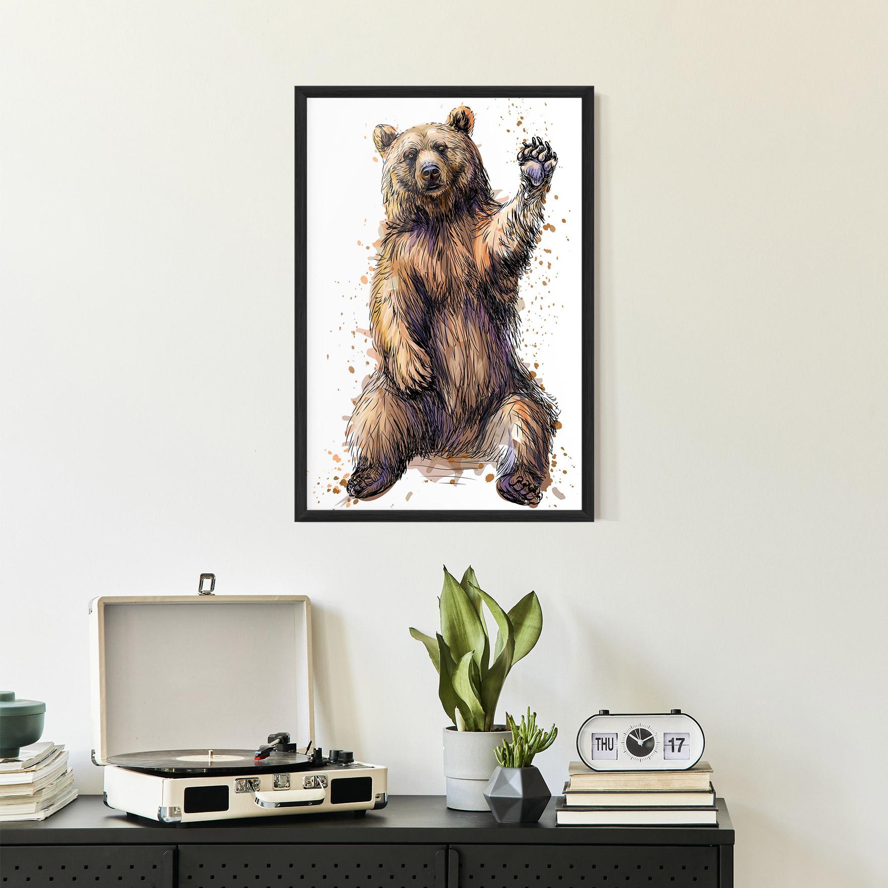 Keretezett Poszter Brown Purple Bear mockup 2