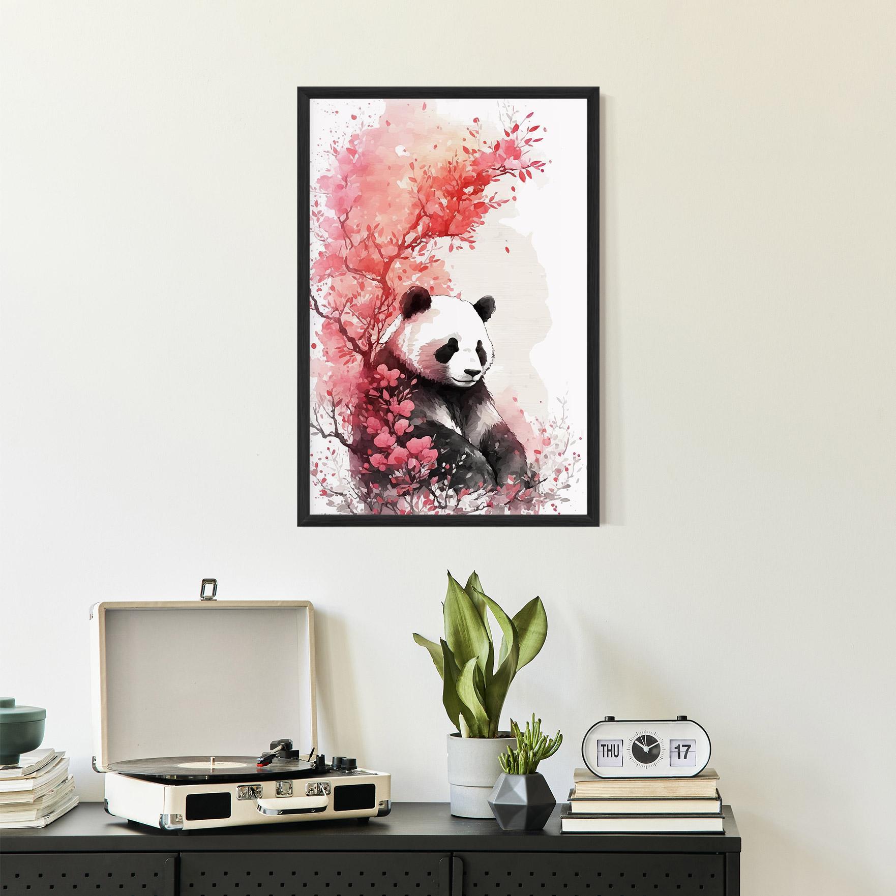 Keretezett Poszter Pink Flower Panda mockup 2