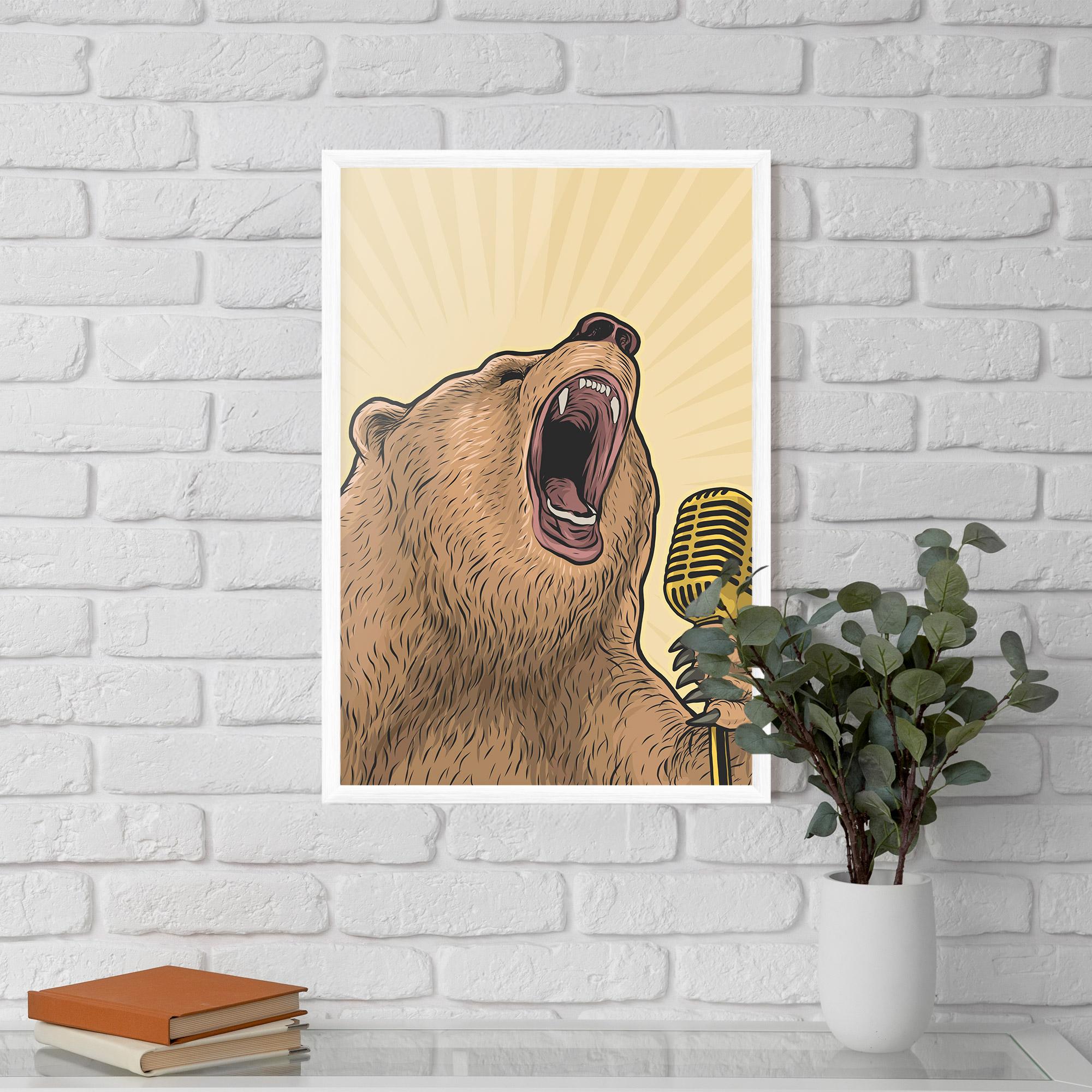 Keretezett Poszter Bear Singing mockup 5