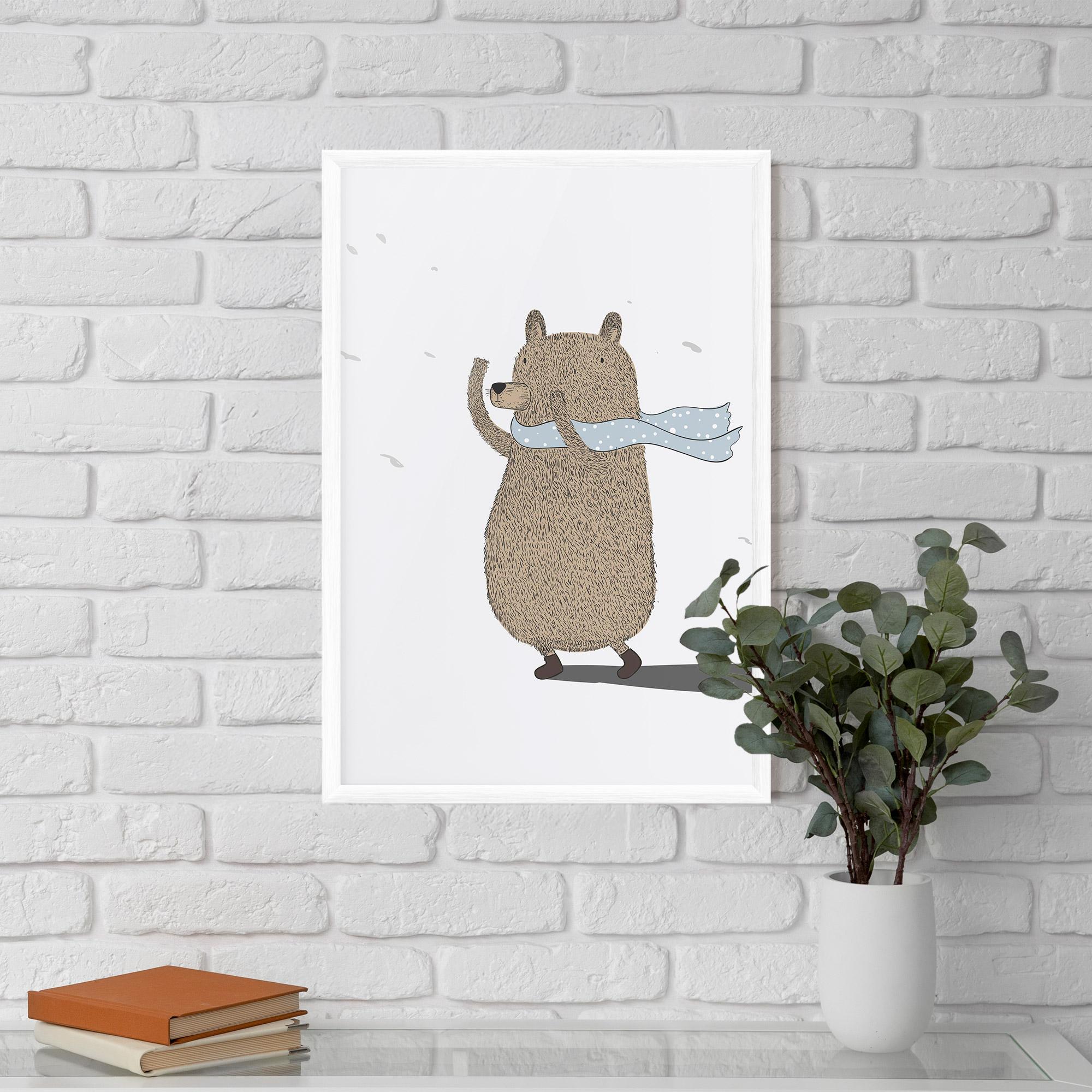 Keretezett Poszter Bear Wearing A Scarf mockup 5