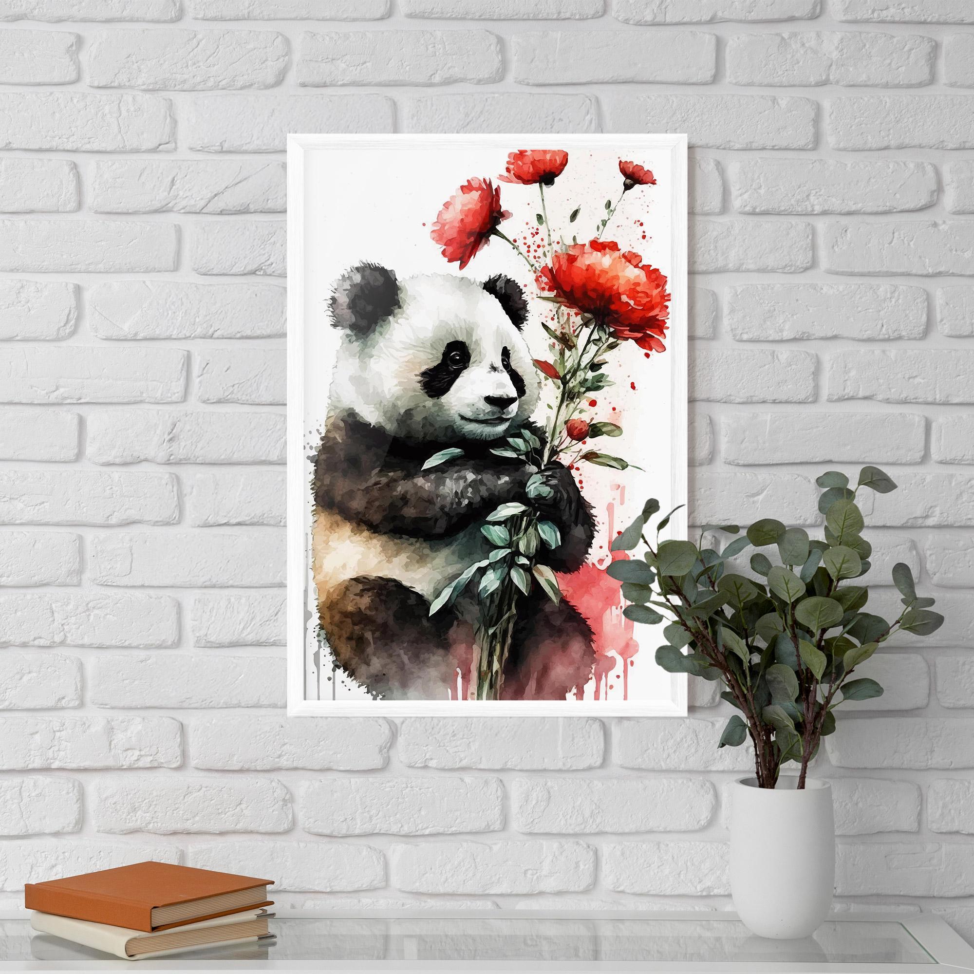 Keretezett Poszter Red Flower Panda mockup 5