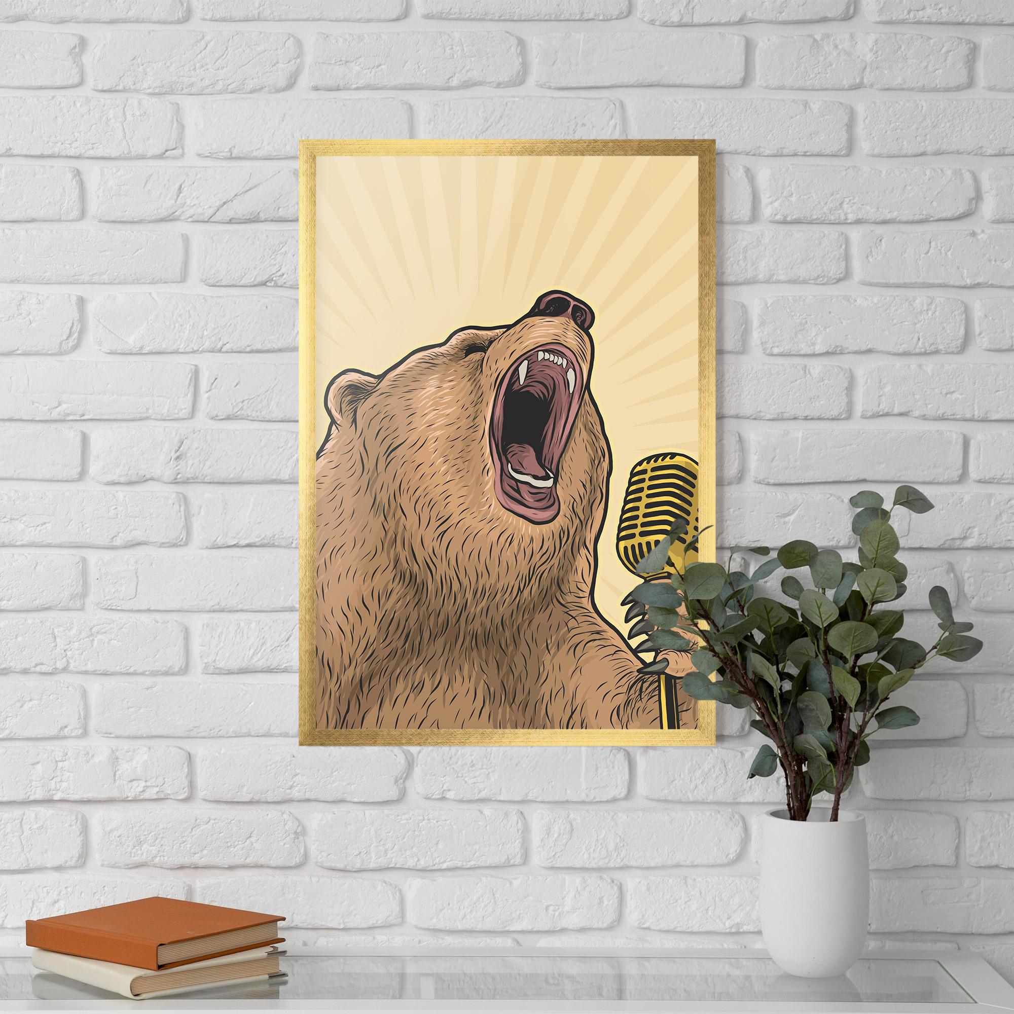 Keretezett Poszter Bear Singing mockup 5