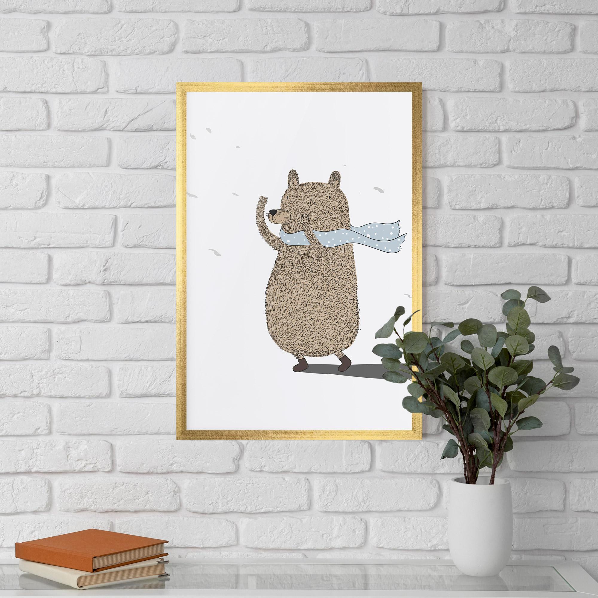 Keretezett Poszter Bear Wearing A Scarf mockup 5