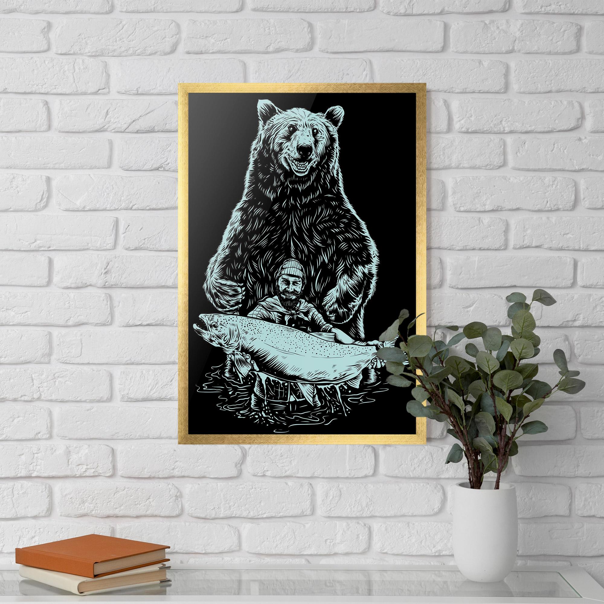 Keretezett Poszter Fishing Bear mockup 5