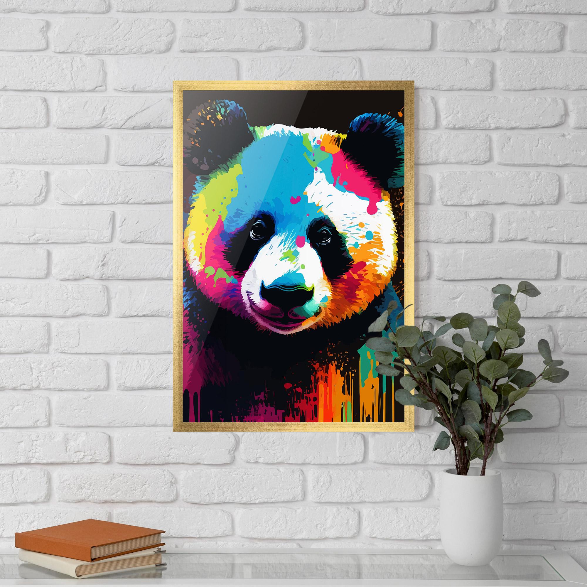 Keretezett Poszter Panda Color Art mockup 5