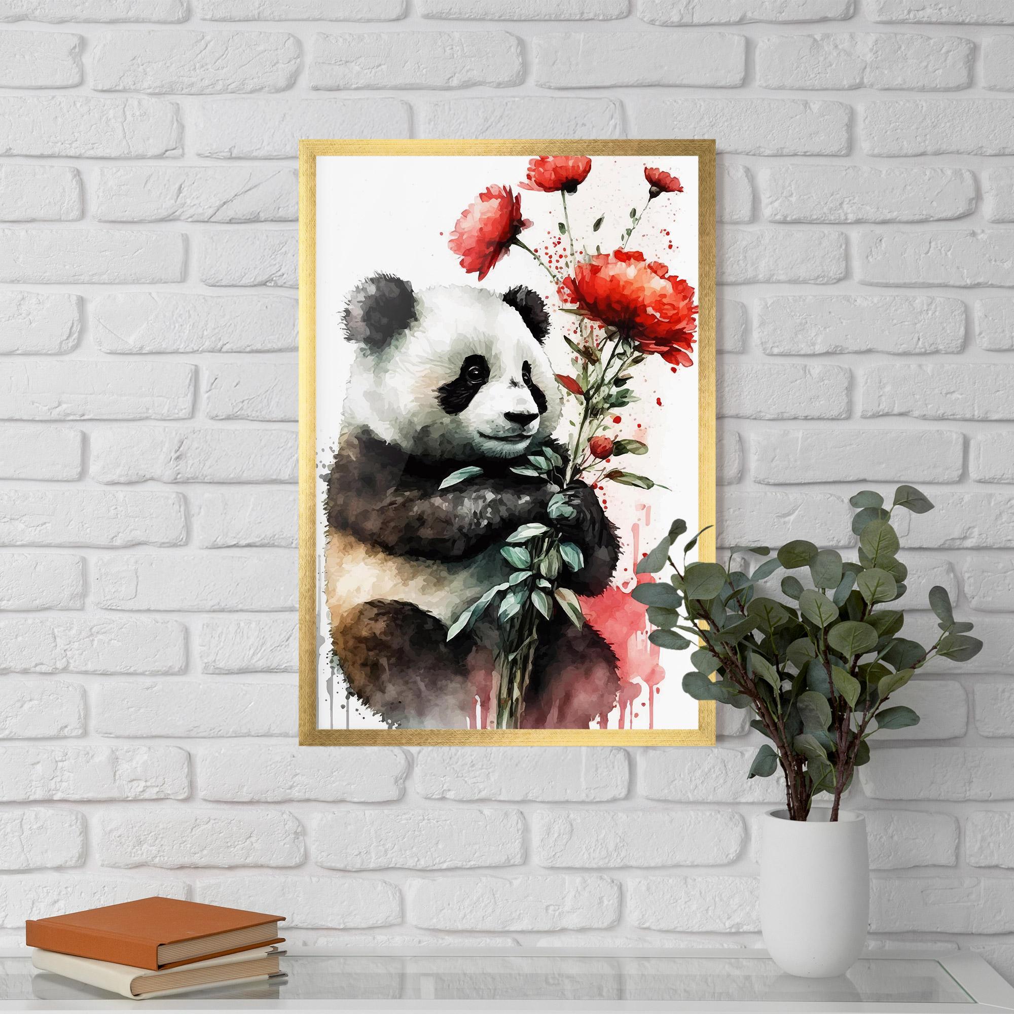 Keretezett Poszter Red Flower Panda mockup 5