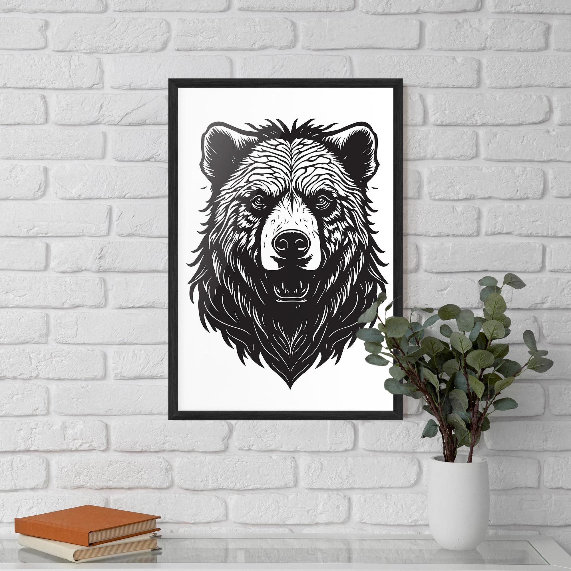 Keretezett Poszter Bear Black Head mockup 5