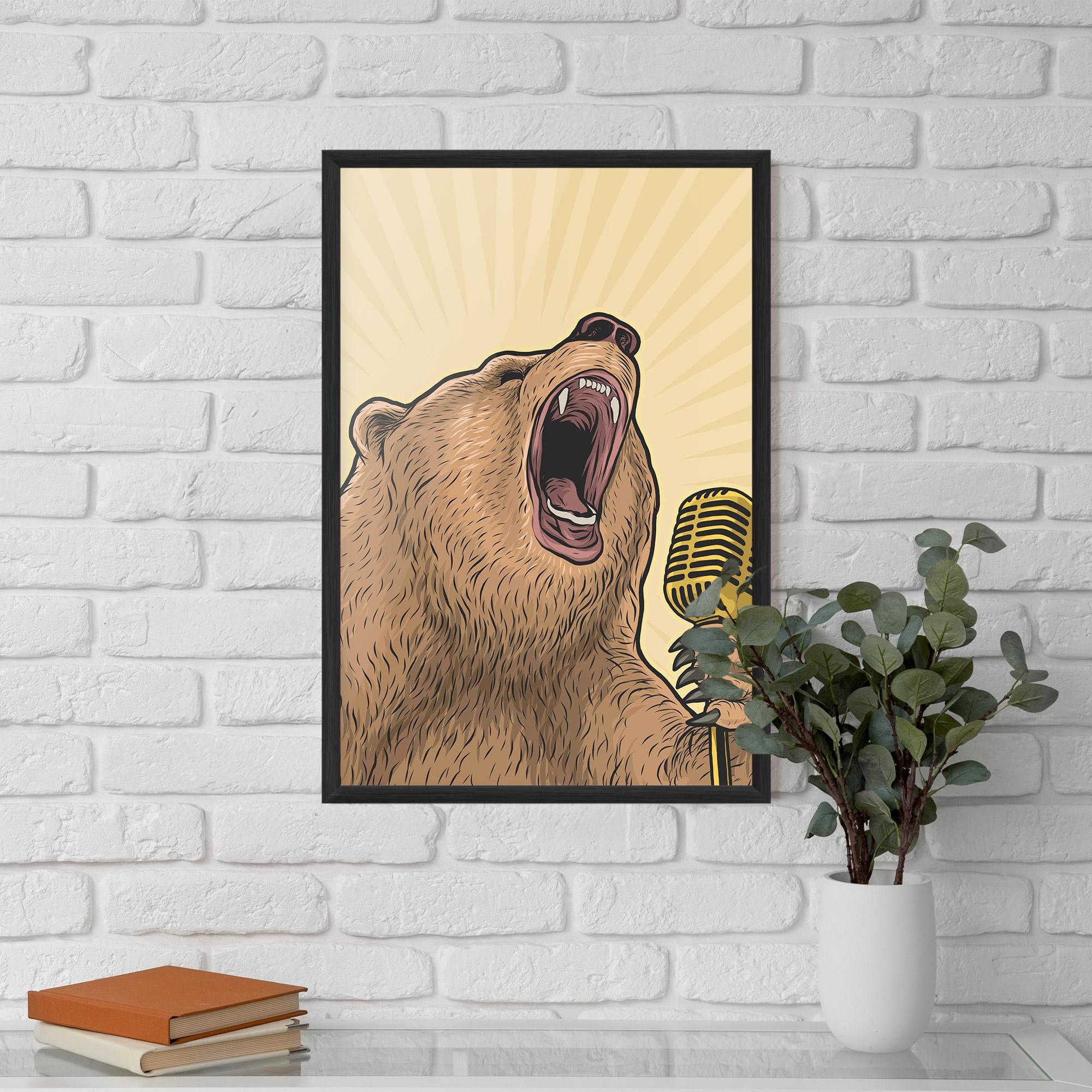 Keretezett Poszter Bear Singing mockup 5