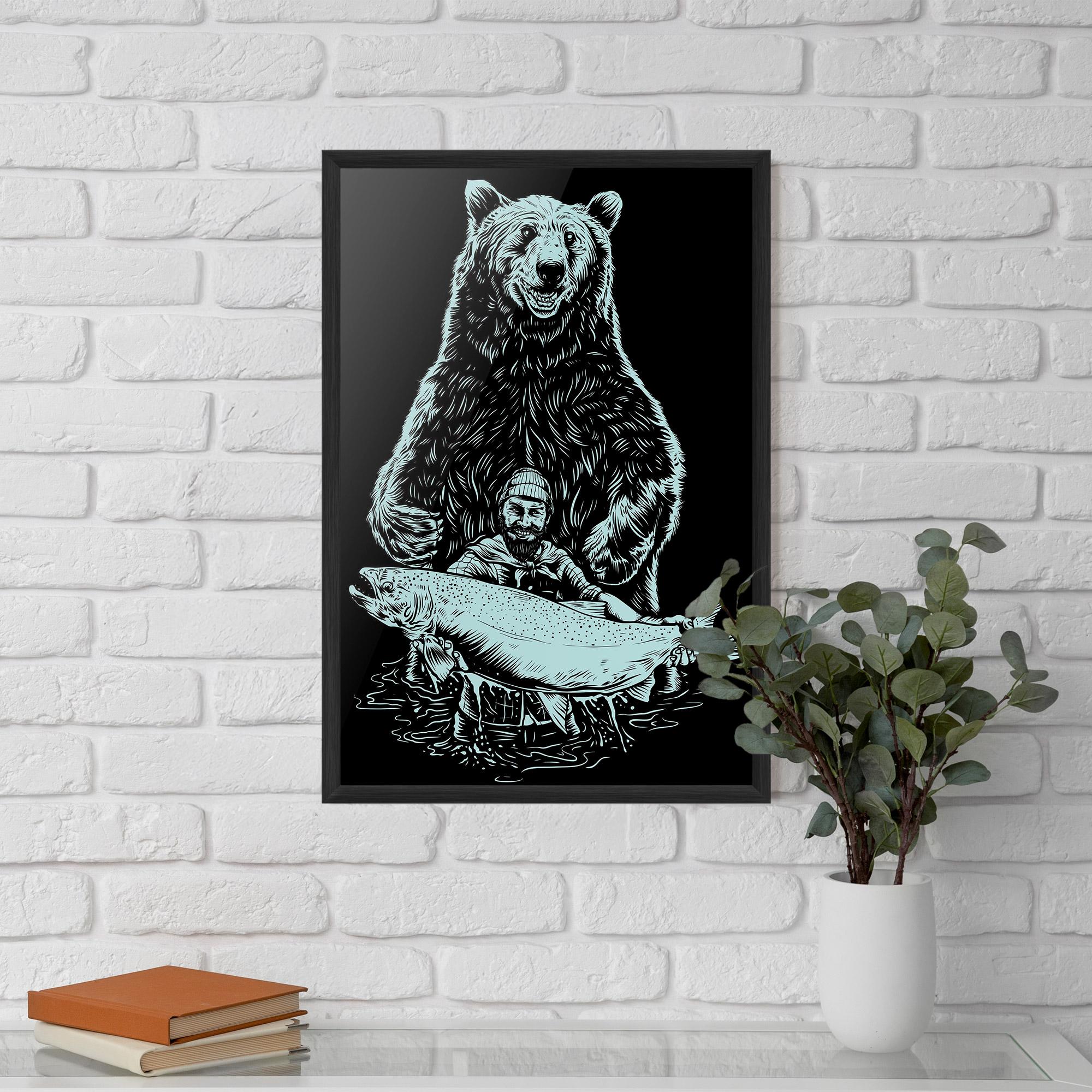 Keretezett Poszter Fishing Bear mockup 5