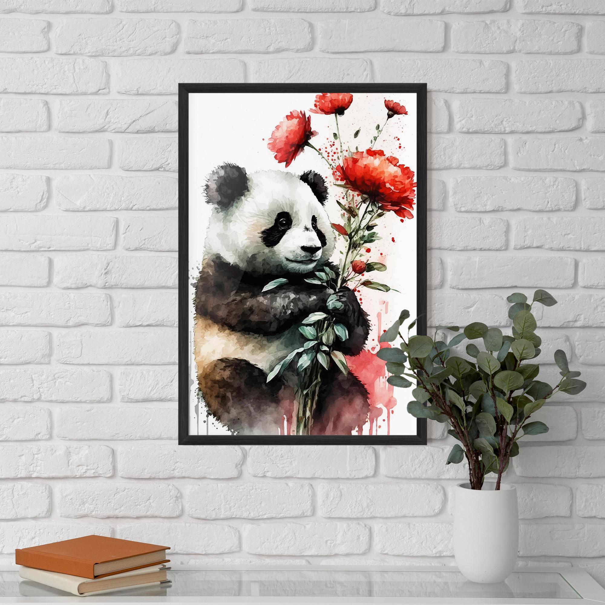 Keretezett Poszter Red Flower Panda mockup 5