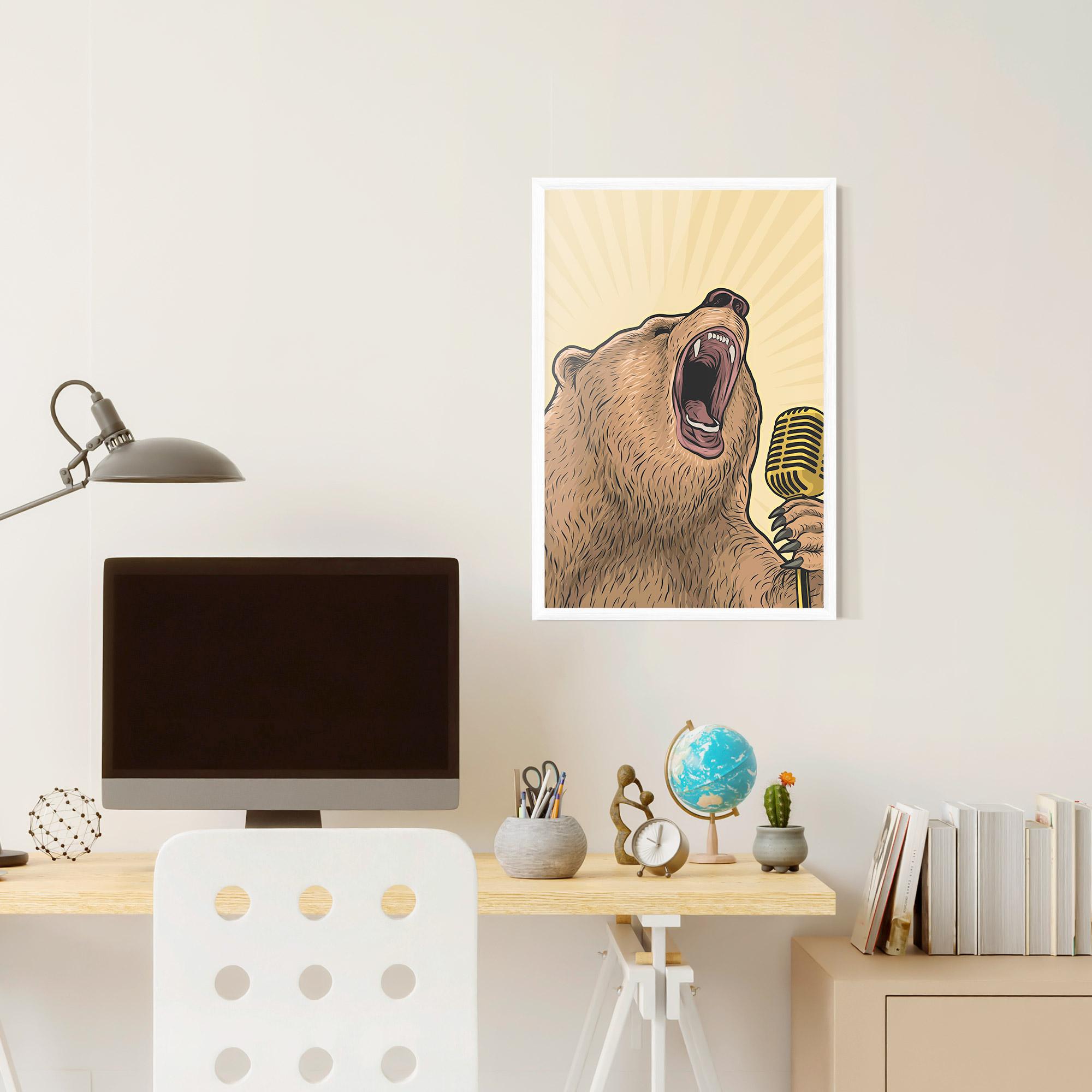 Keretezett Poszter Bear Singing mockup 6