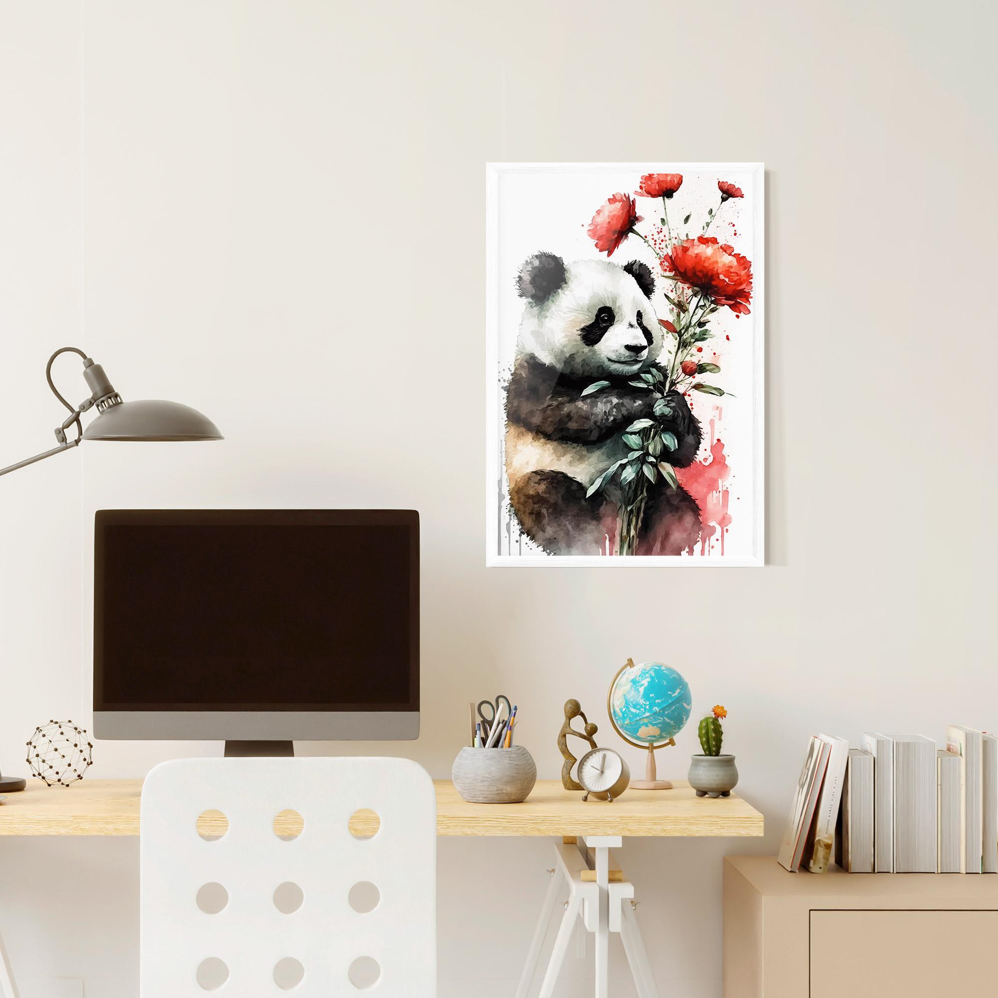 Keretezett Poszter Red Flower Panda mockup 6