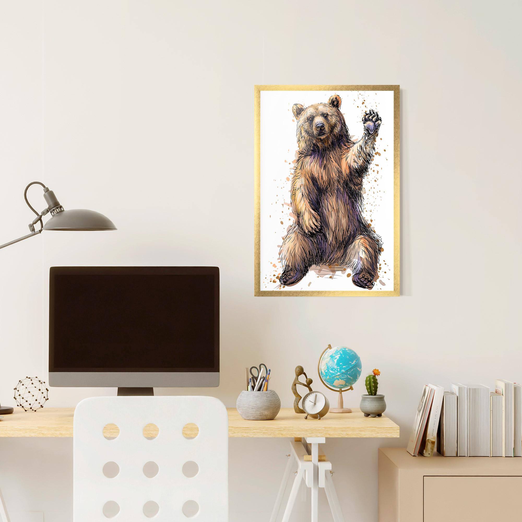 Keretezett Poszter Brown Purple Bear mockup 6