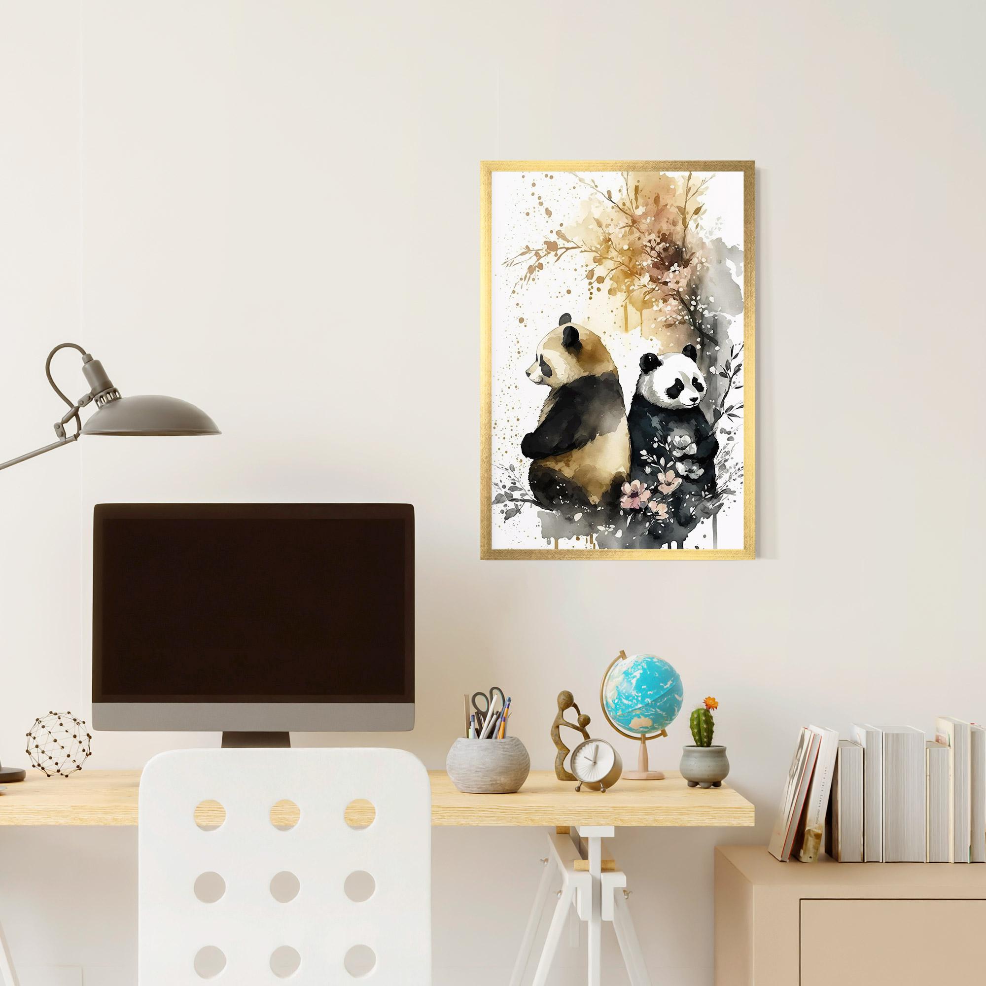Keretezett Poszter Gold Panda Art mockup 6