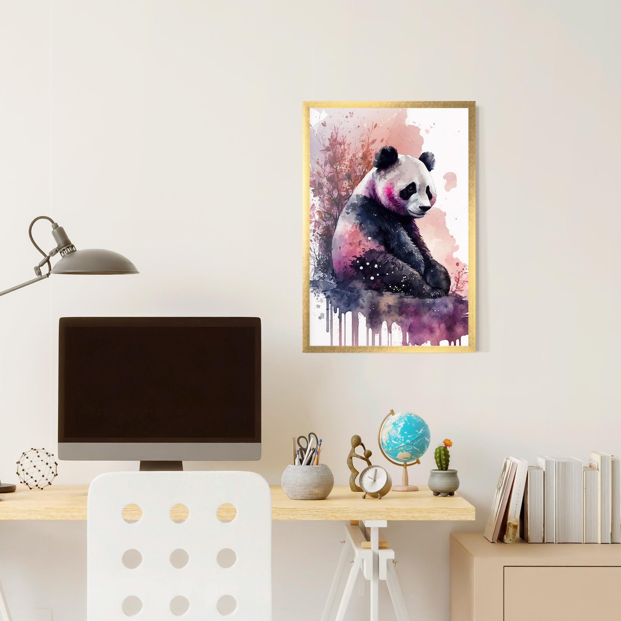 Keretezett Poszter Purple Panda Art mockup 6