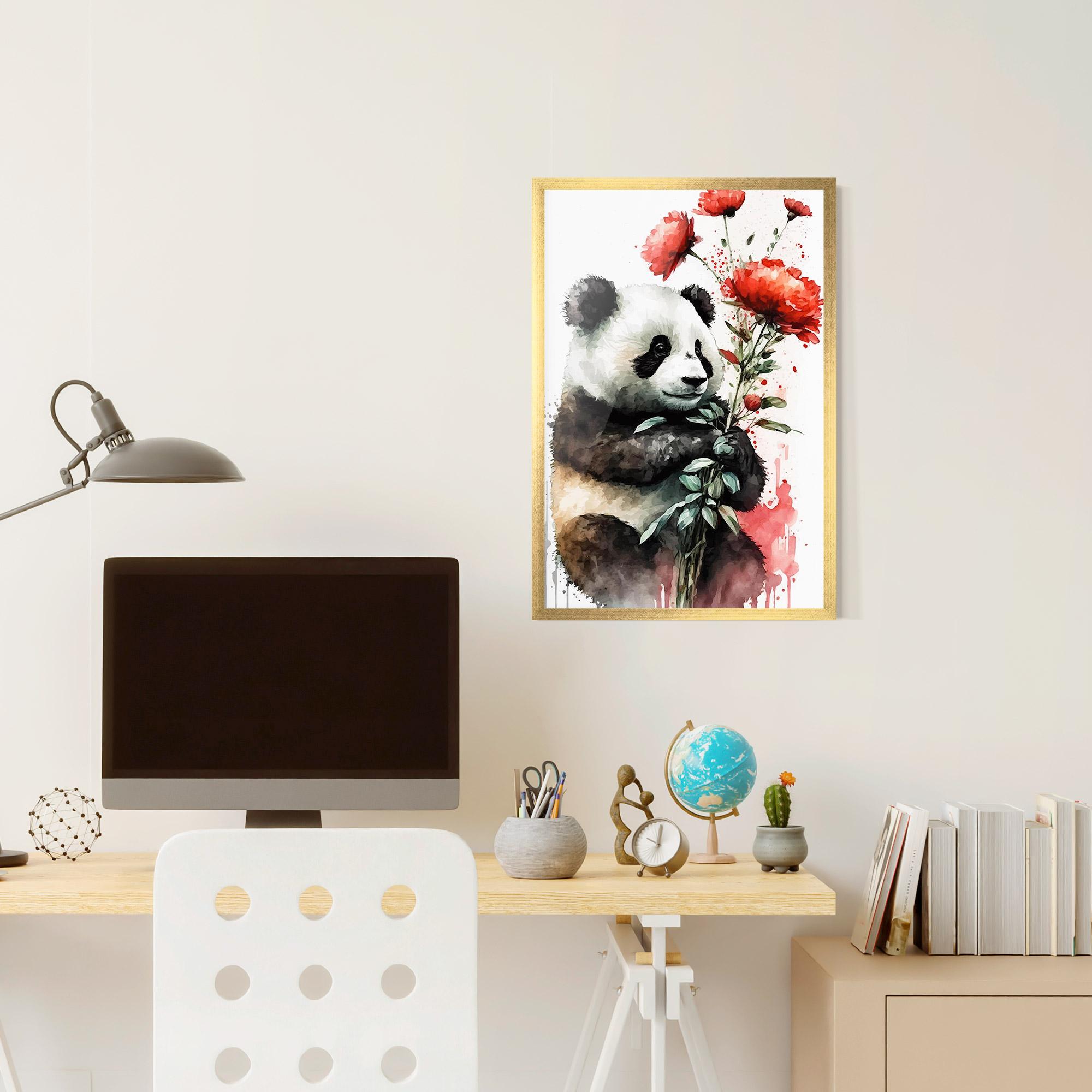 Keretezett Poszter Red Flower Panda mockup 6