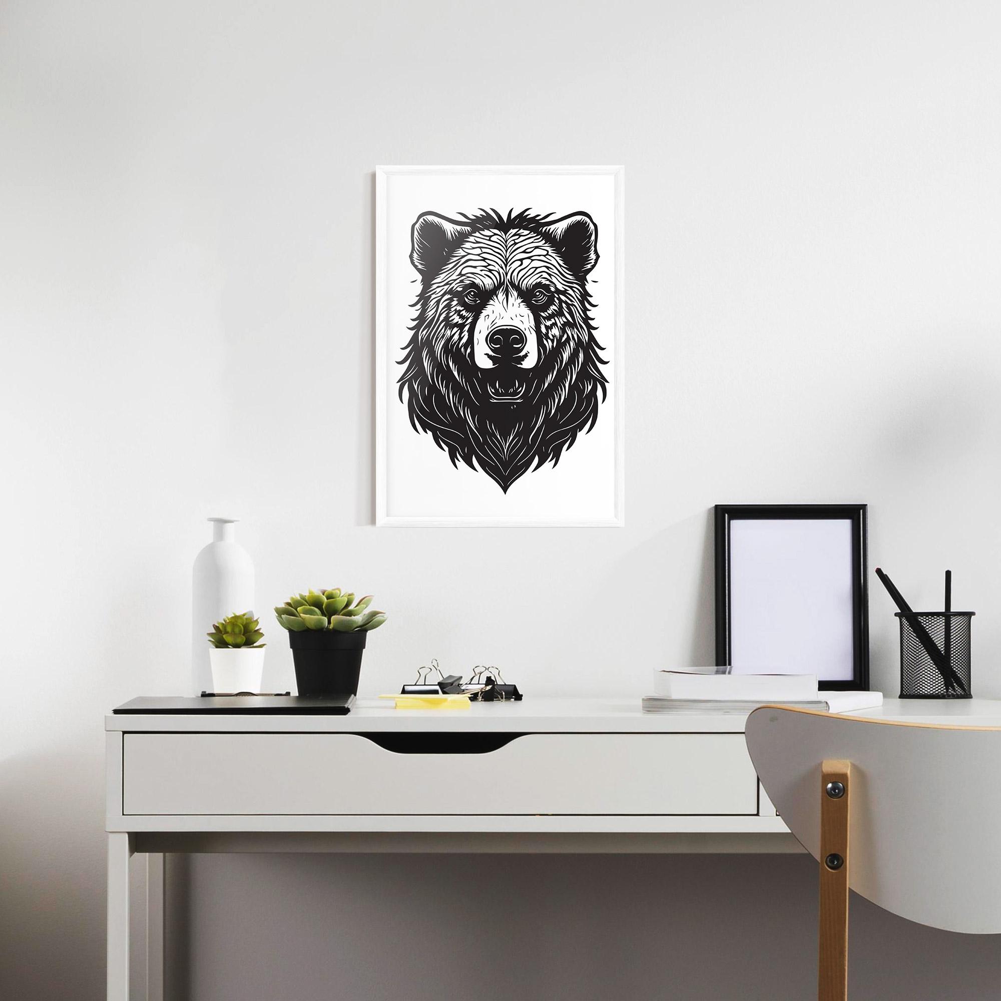 Keretezett Poszter Bear Black Head mockup 7