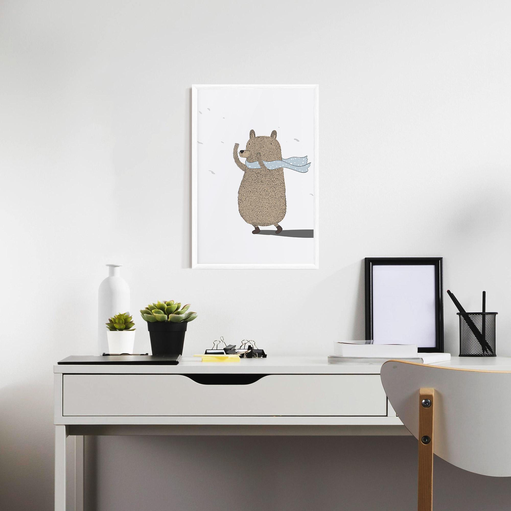Keretezett Poszter Bear Wearing A Scarf mockup 7