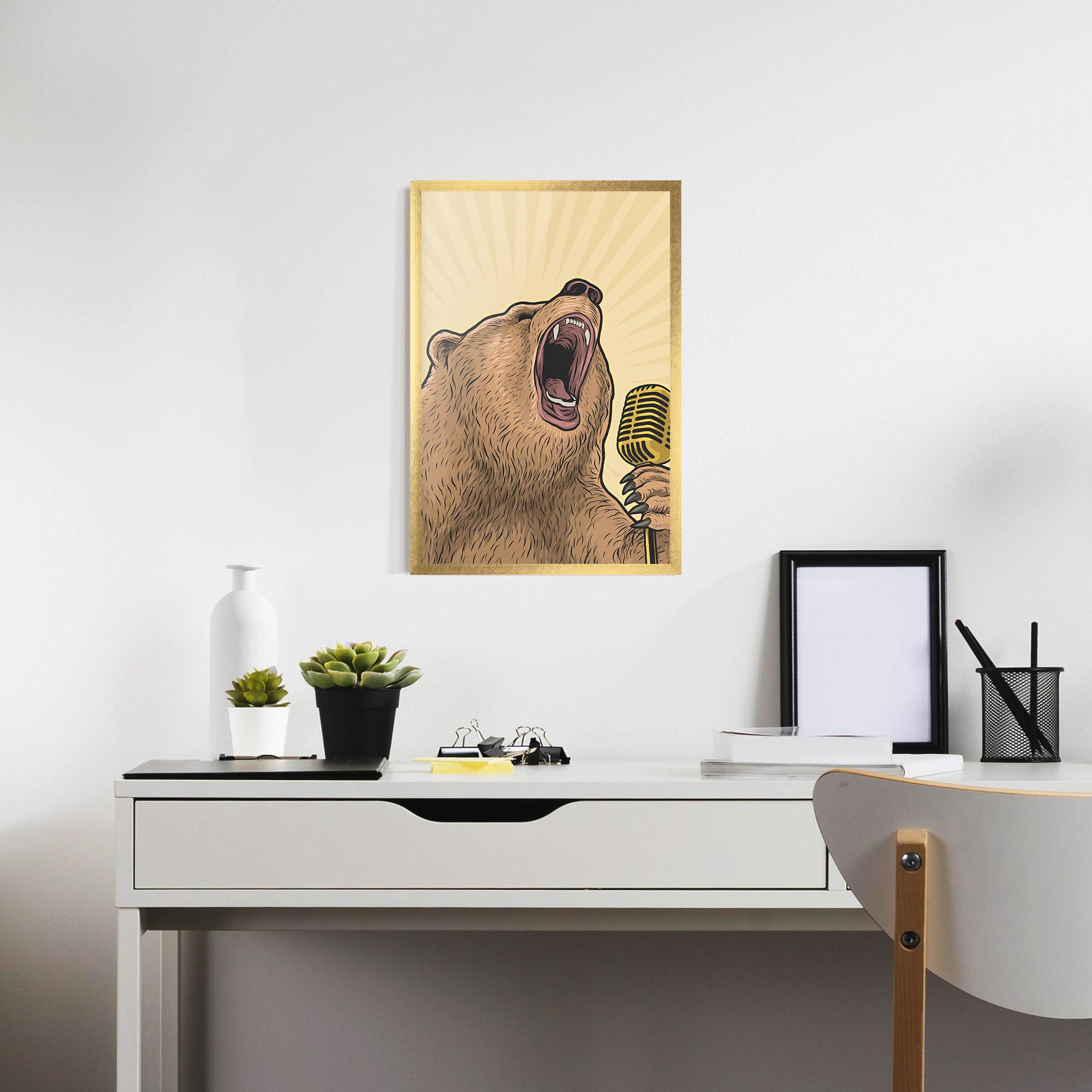 Keretezett Poszter Bear Singing mockup 7
