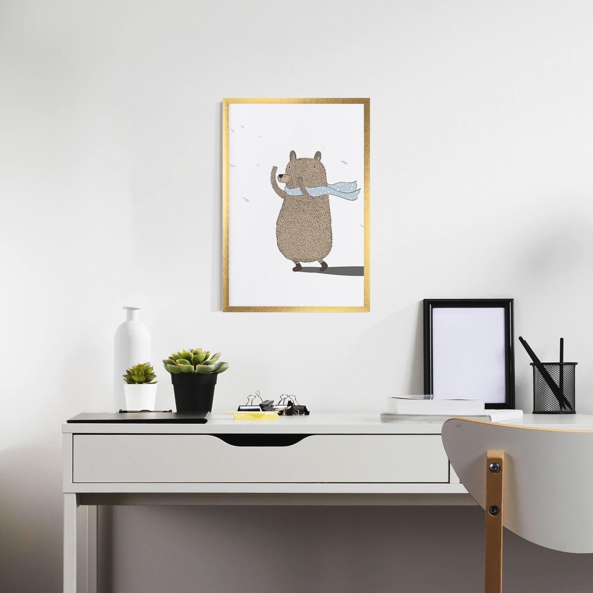 Keretezett Poszter Bear Wearing A Scarf mockup 7