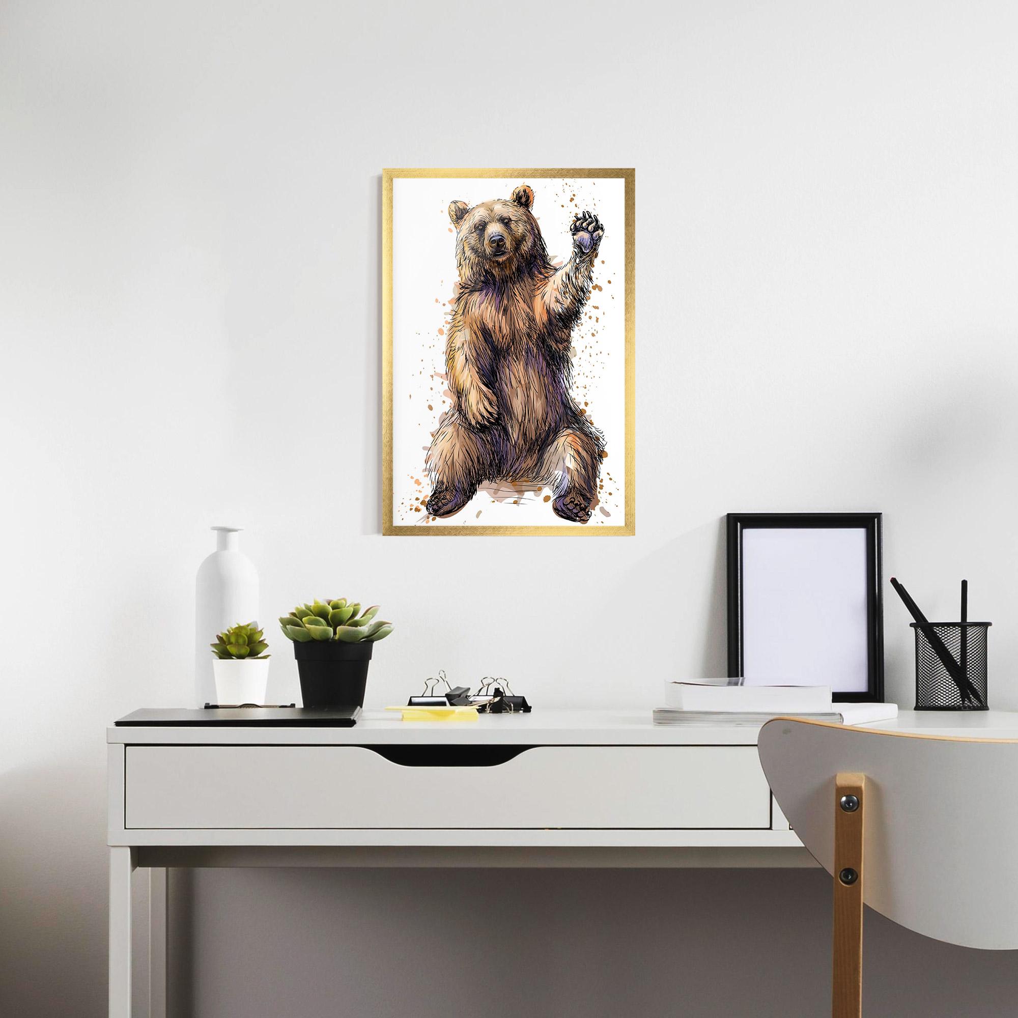 Keretezett Poszter Brown Purple Bear mockup 7