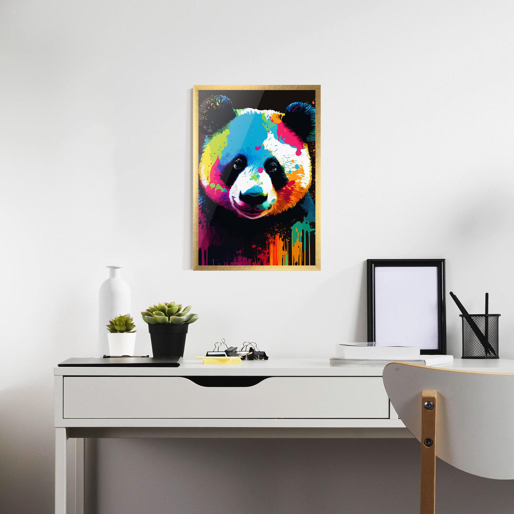 Keretezett Poszter Panda Color Art mockup 7