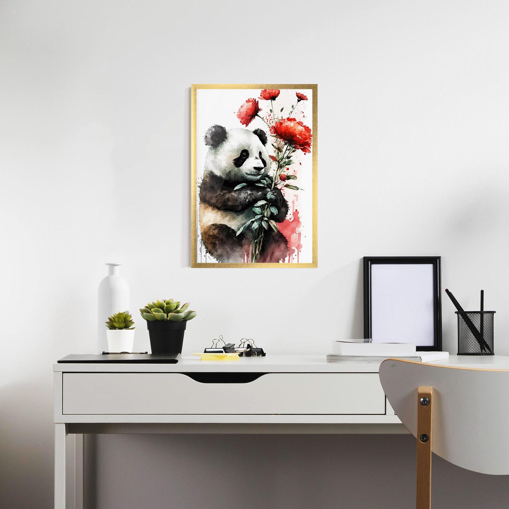 Keretezett Poszter Red Flower Panda mockup 7