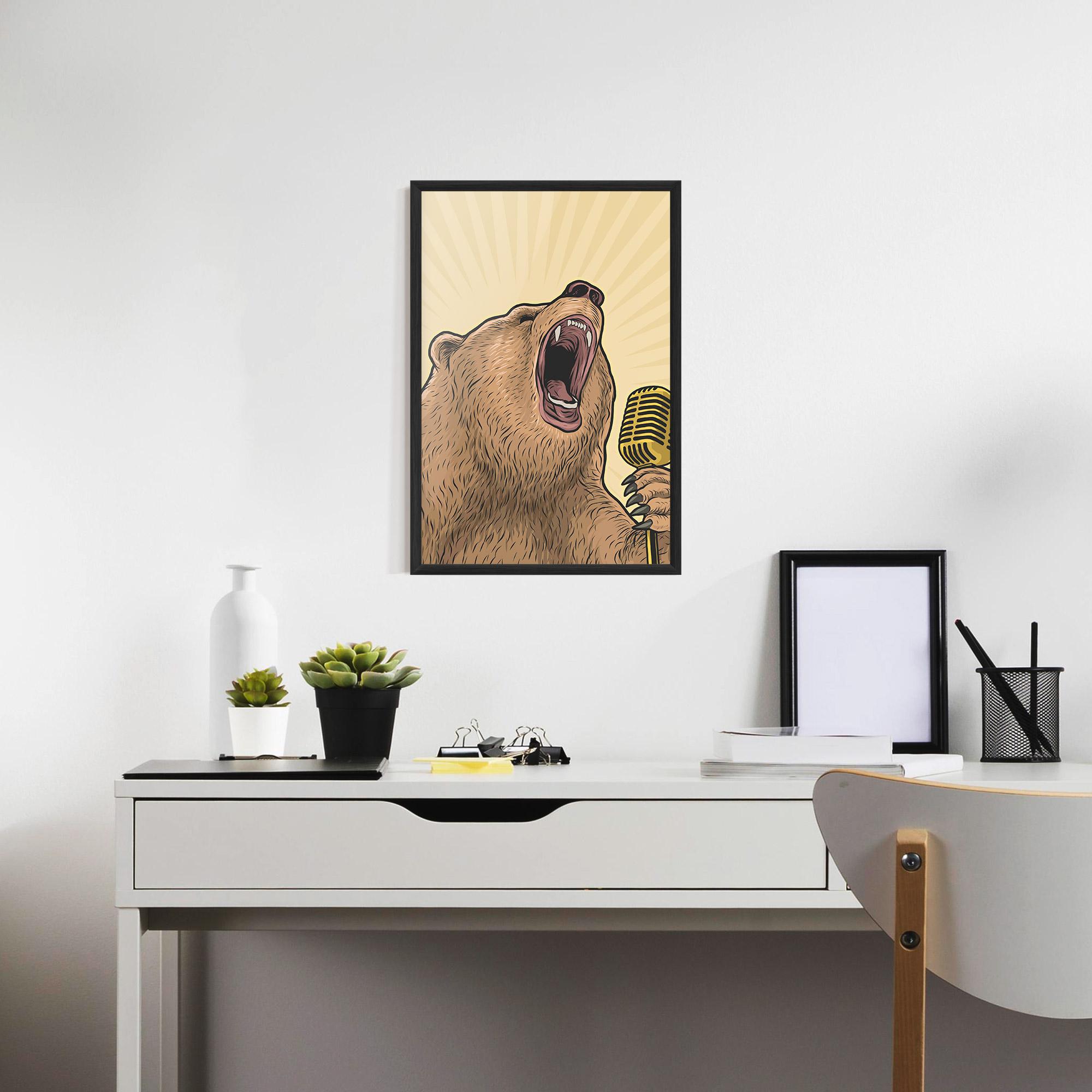 Keretezett Poszter Bear Singing mockup 7