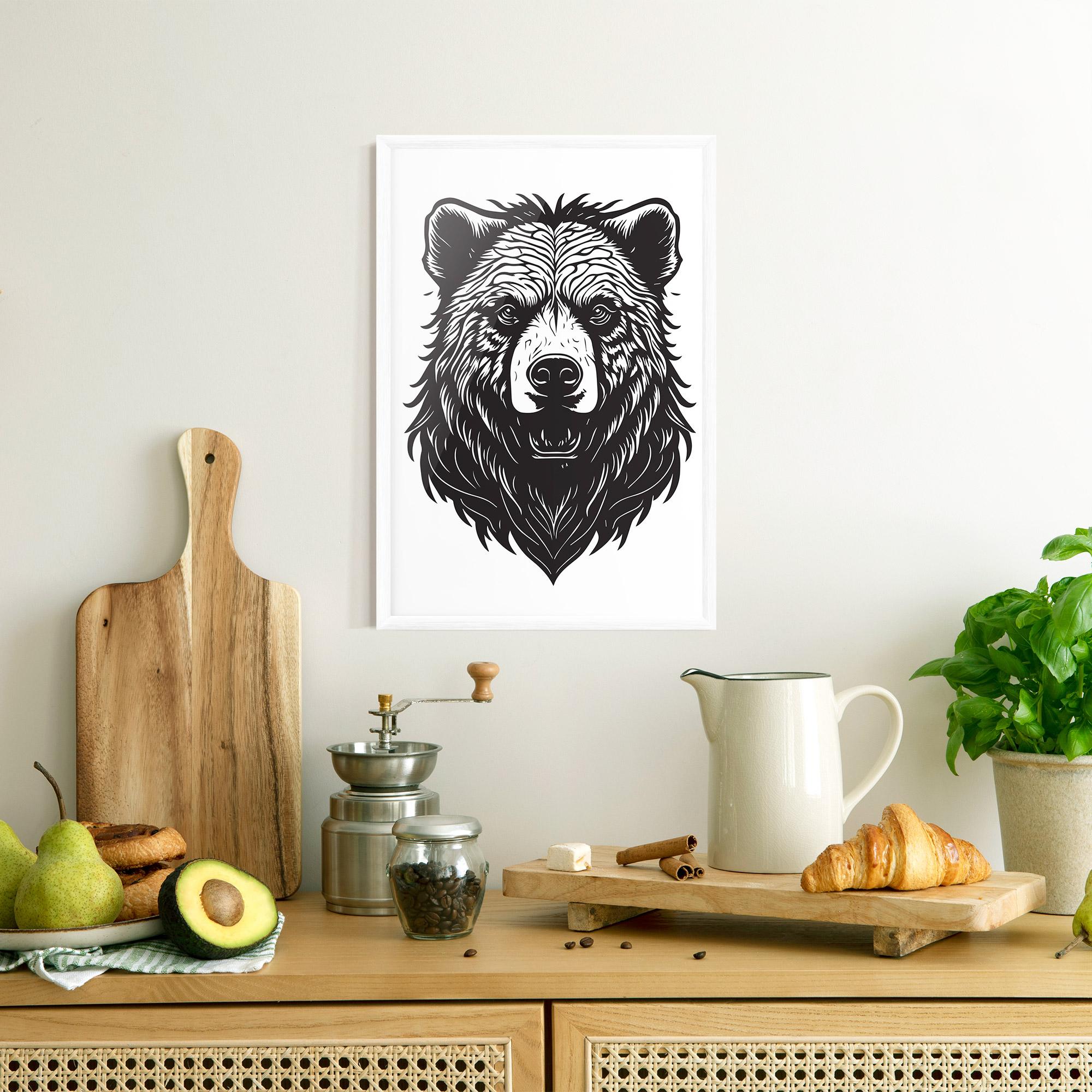 Keretezett Poszter Bear Black Head mockup 8