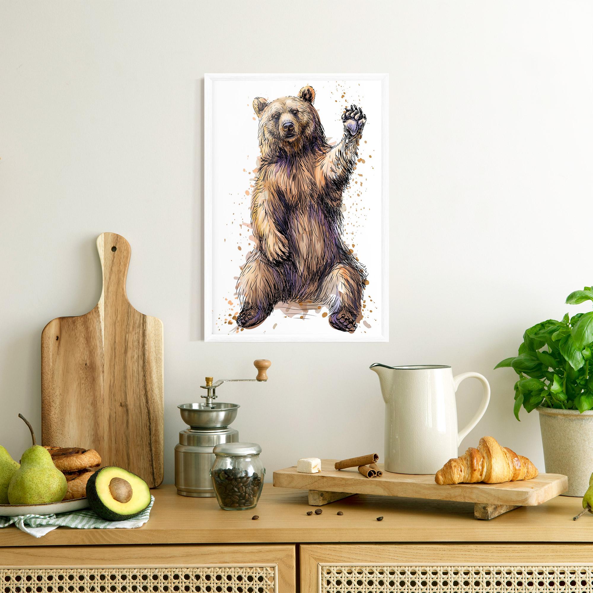 Keretezett Poszter Brown Purple Bear mockup 8