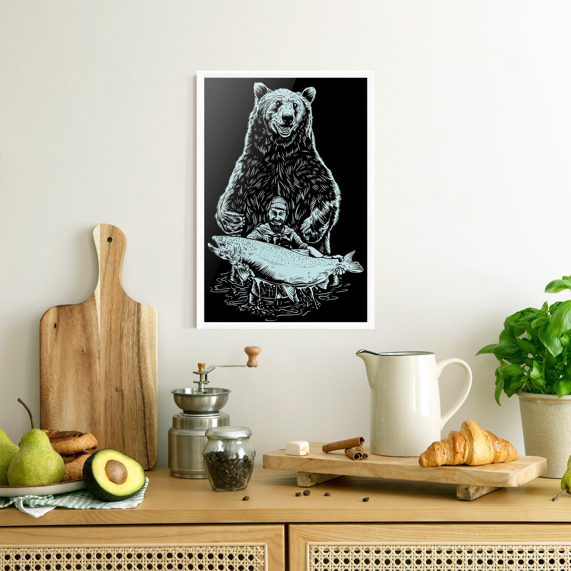 Keretezett Poszter Fishing Bear mockup 8