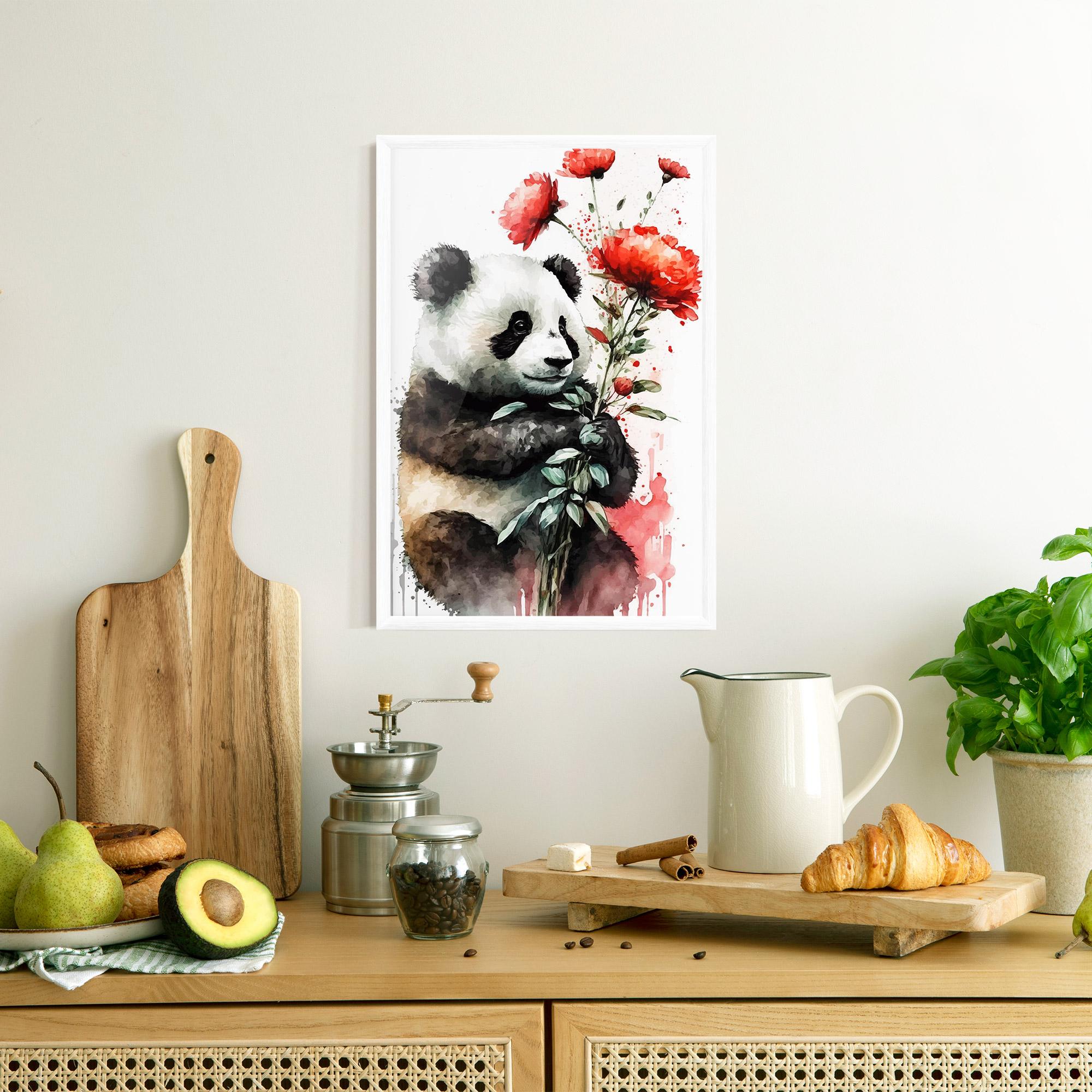 Keretezett Poszter Red Flower Panda mockup 8