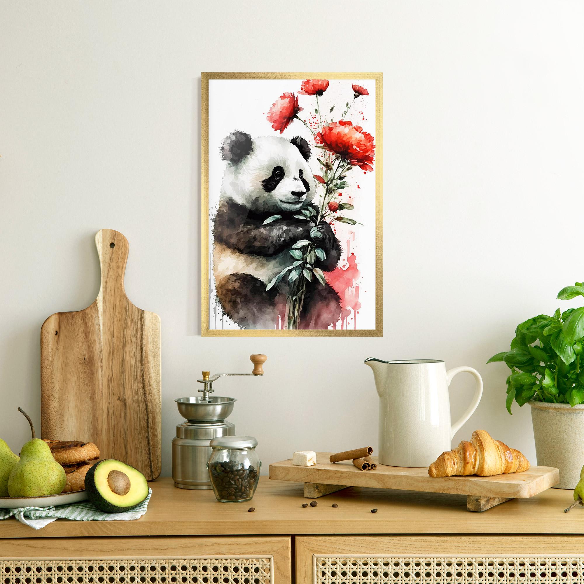 Keretezett Poszter Red Flower Panda mockup 8