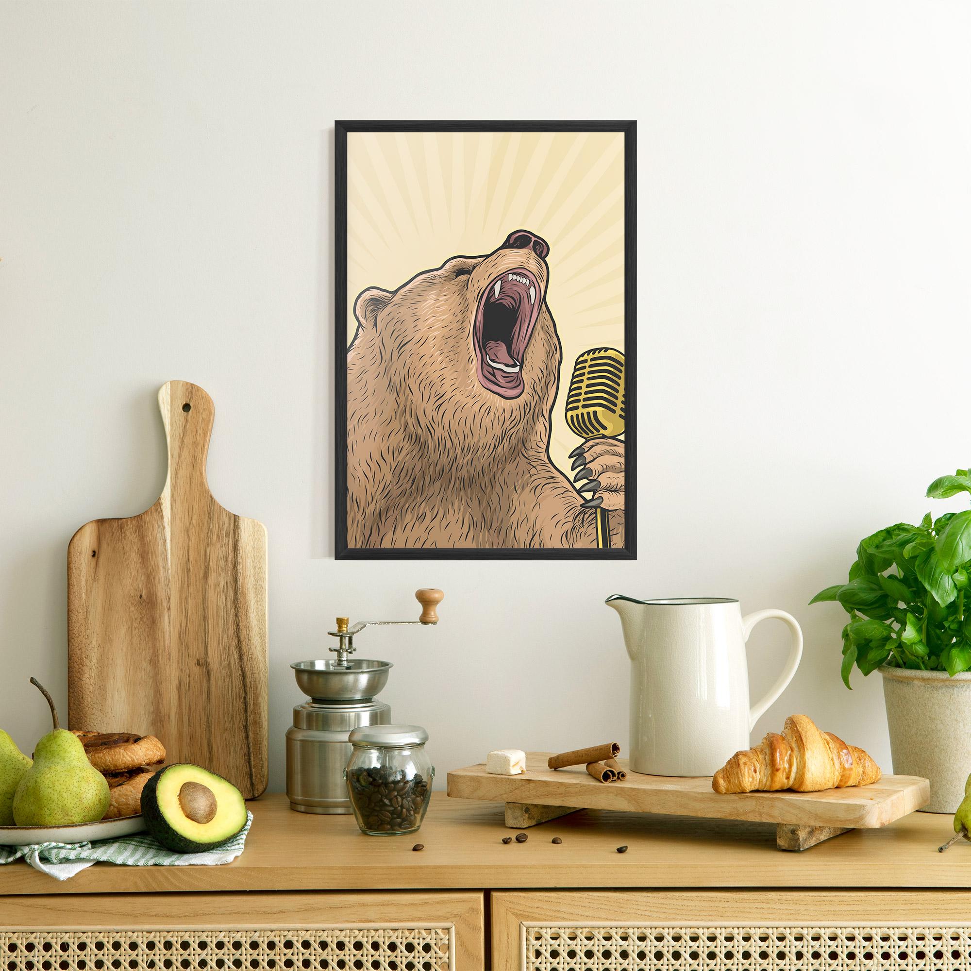 Keretezett Poszter Bear Singing mockup 8