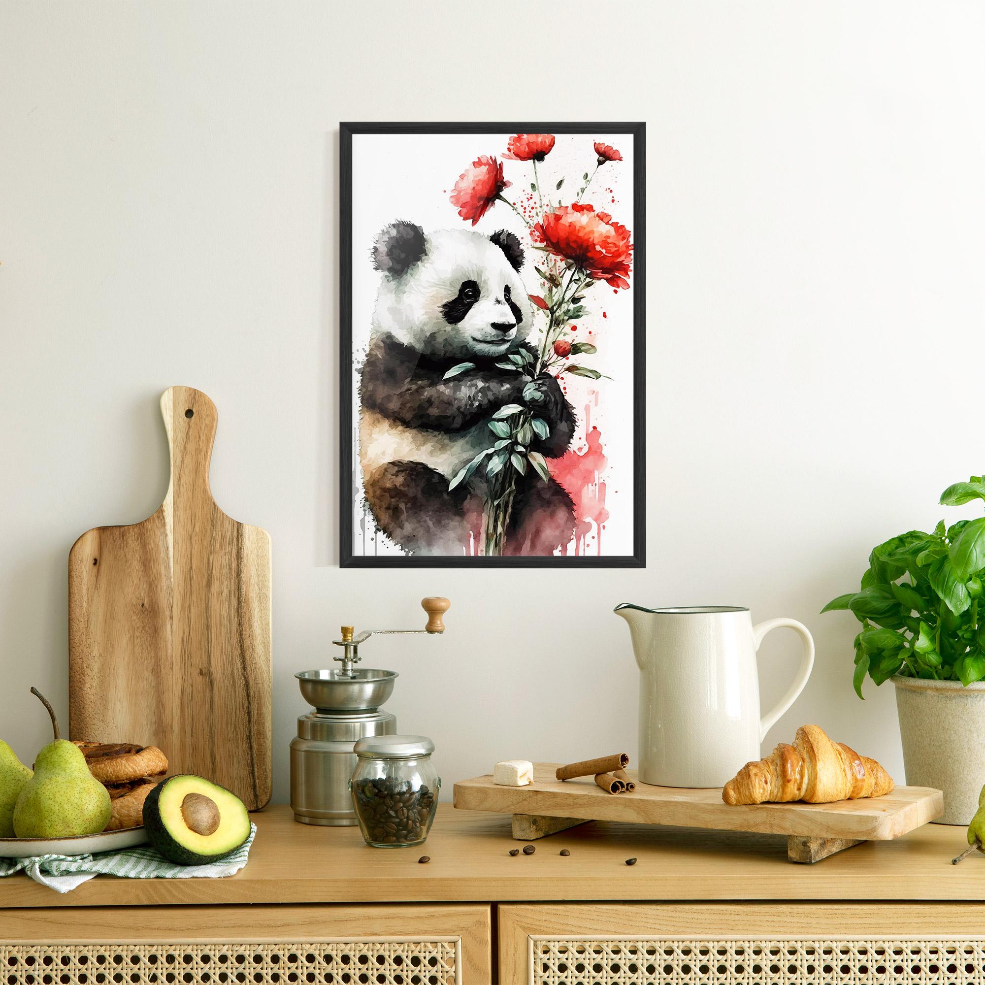Keretezett Poszter Red Flower Panda mockup 8