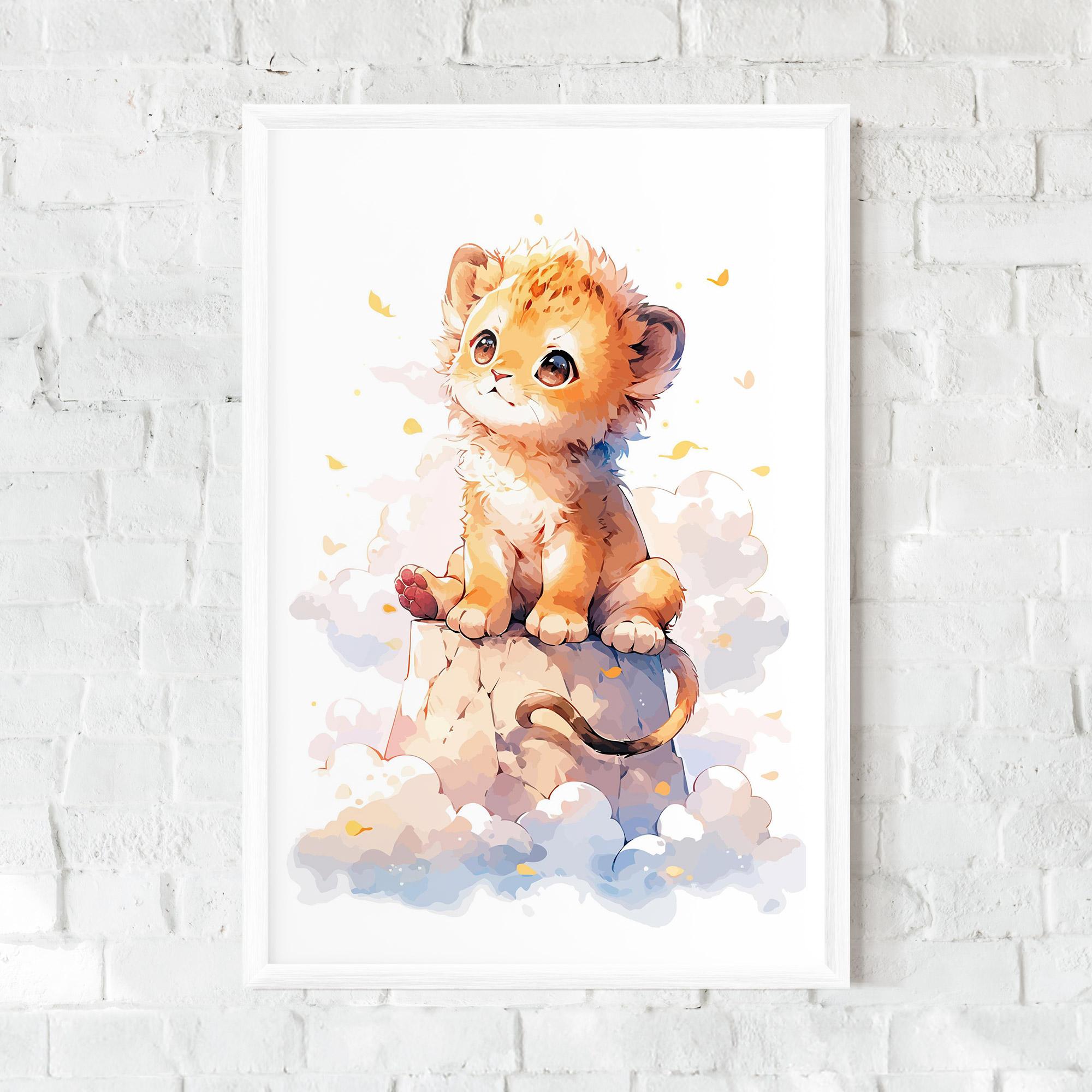 Keretezett Poszter Cute Cloud Lion mockup 0