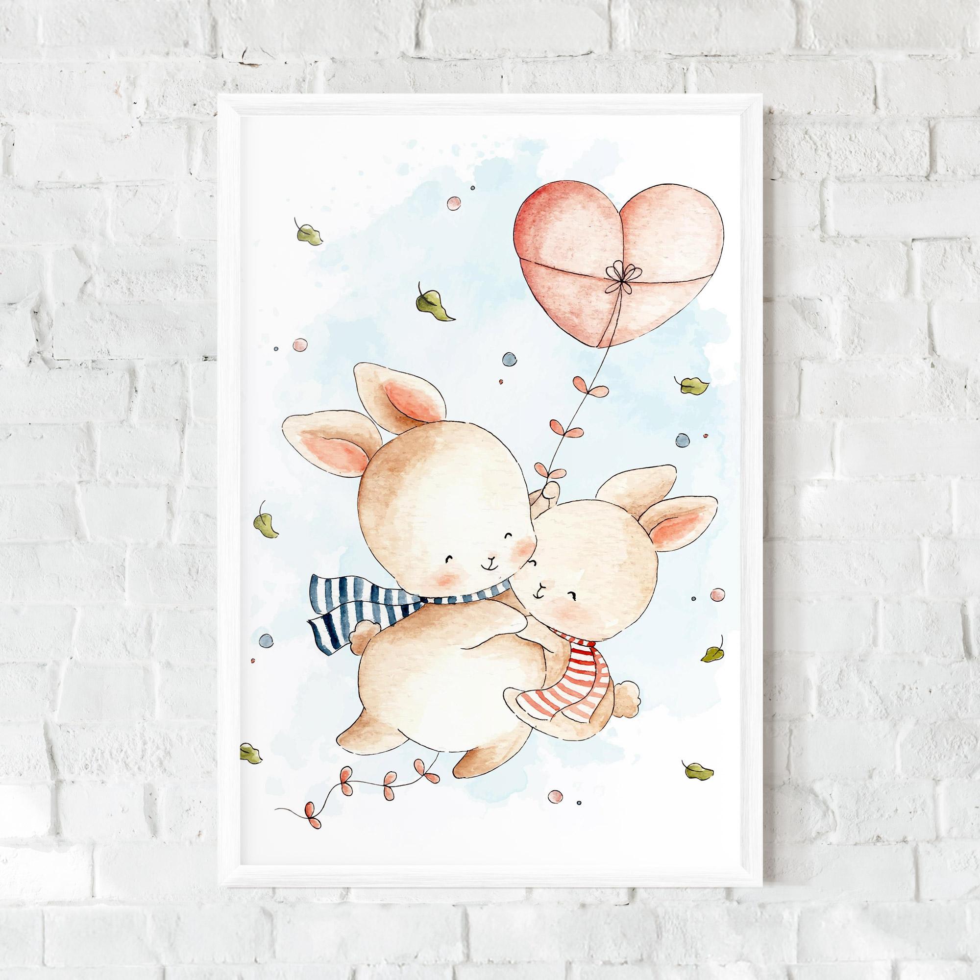 Keretezett Poszter Cute Couple Rabbit mockup 0