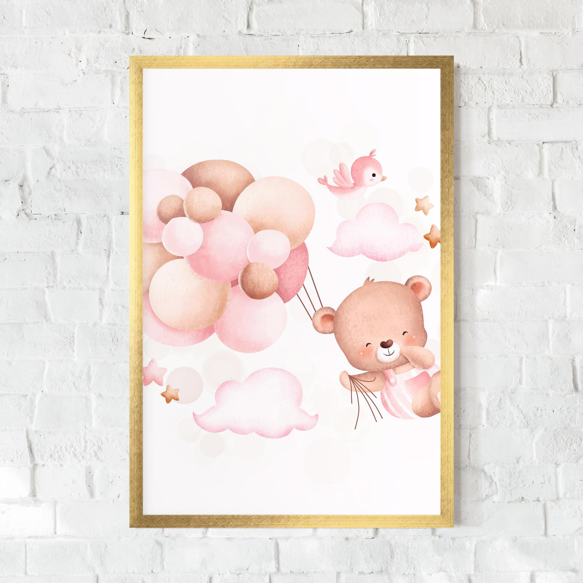 Keretezett Poszter Pink Bear Balloons mockup 0