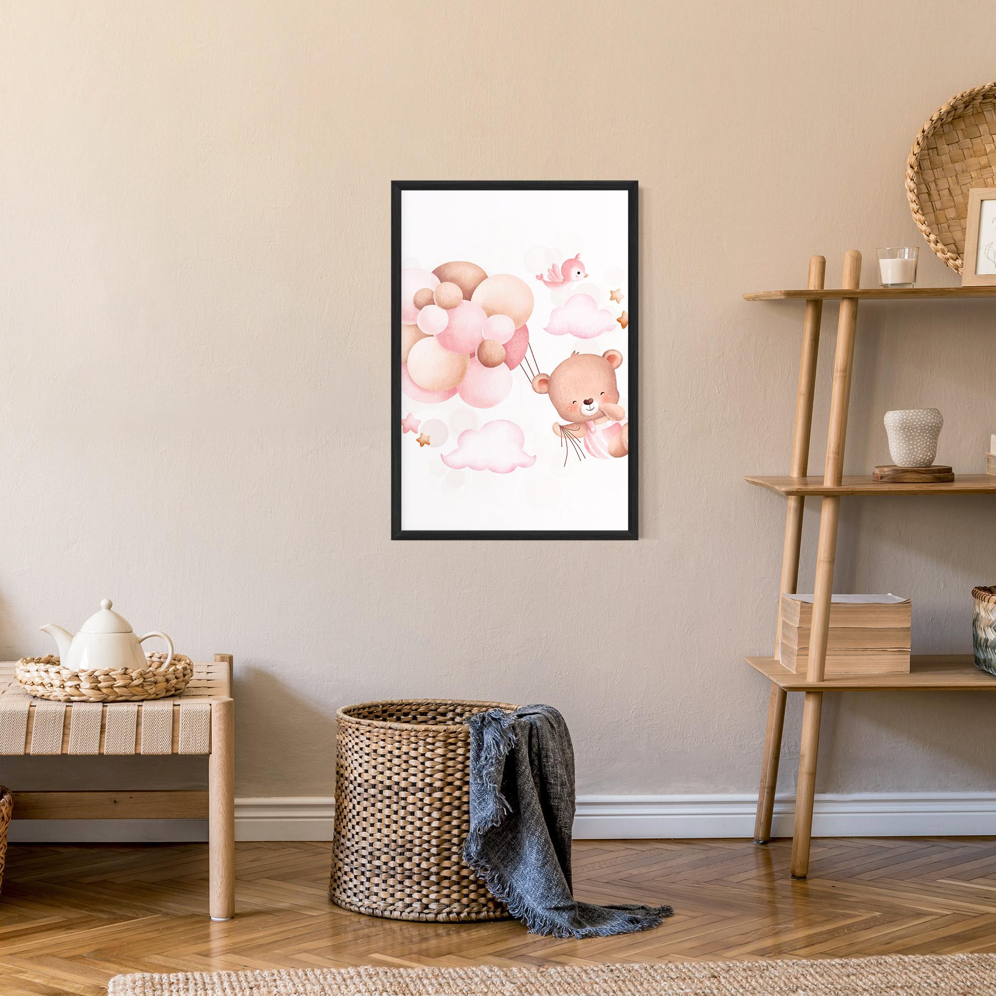 Keretezett Poszter Pink Bear Balloons mockup 9