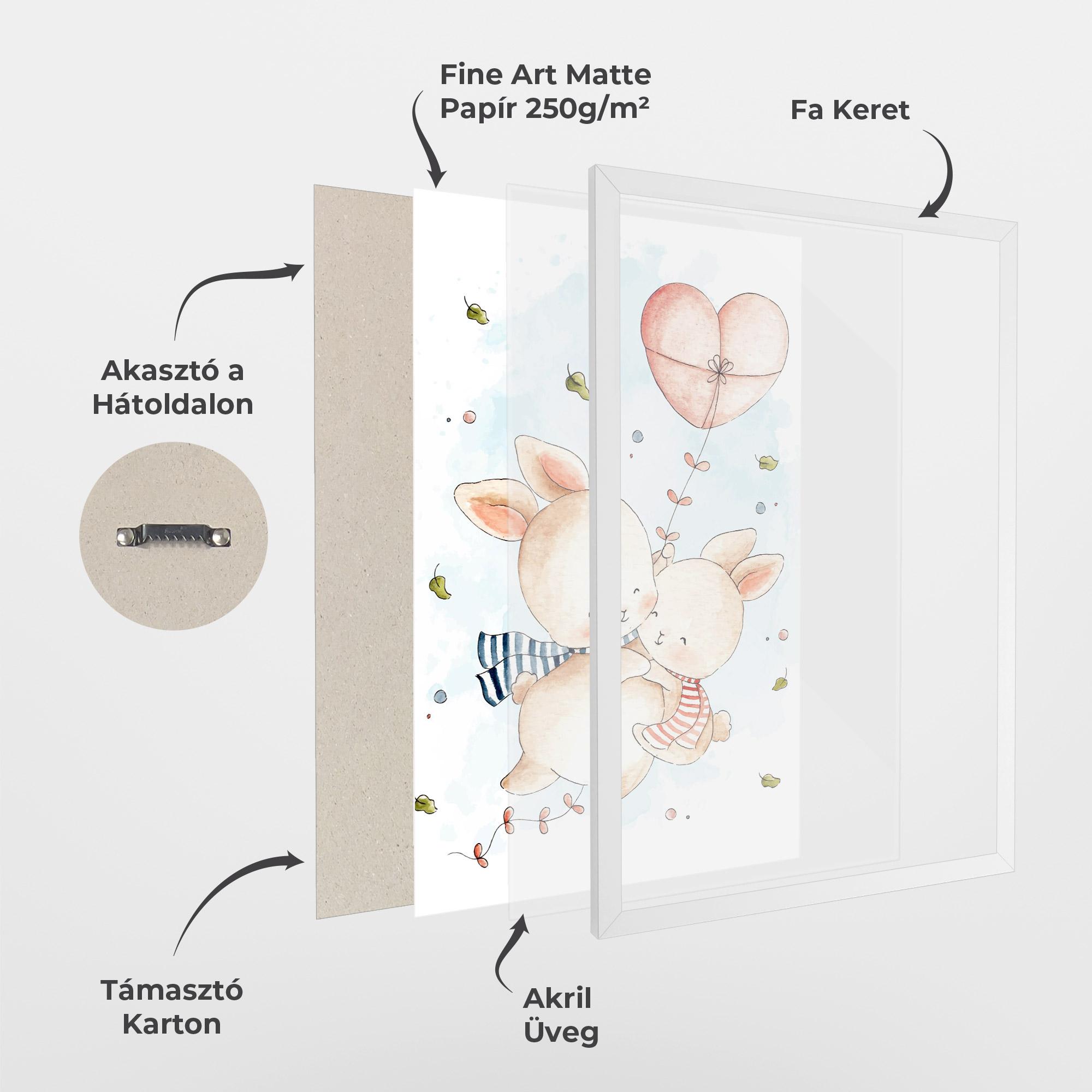 Keretezett Poszter Cute Couple Rabbit mockup 1