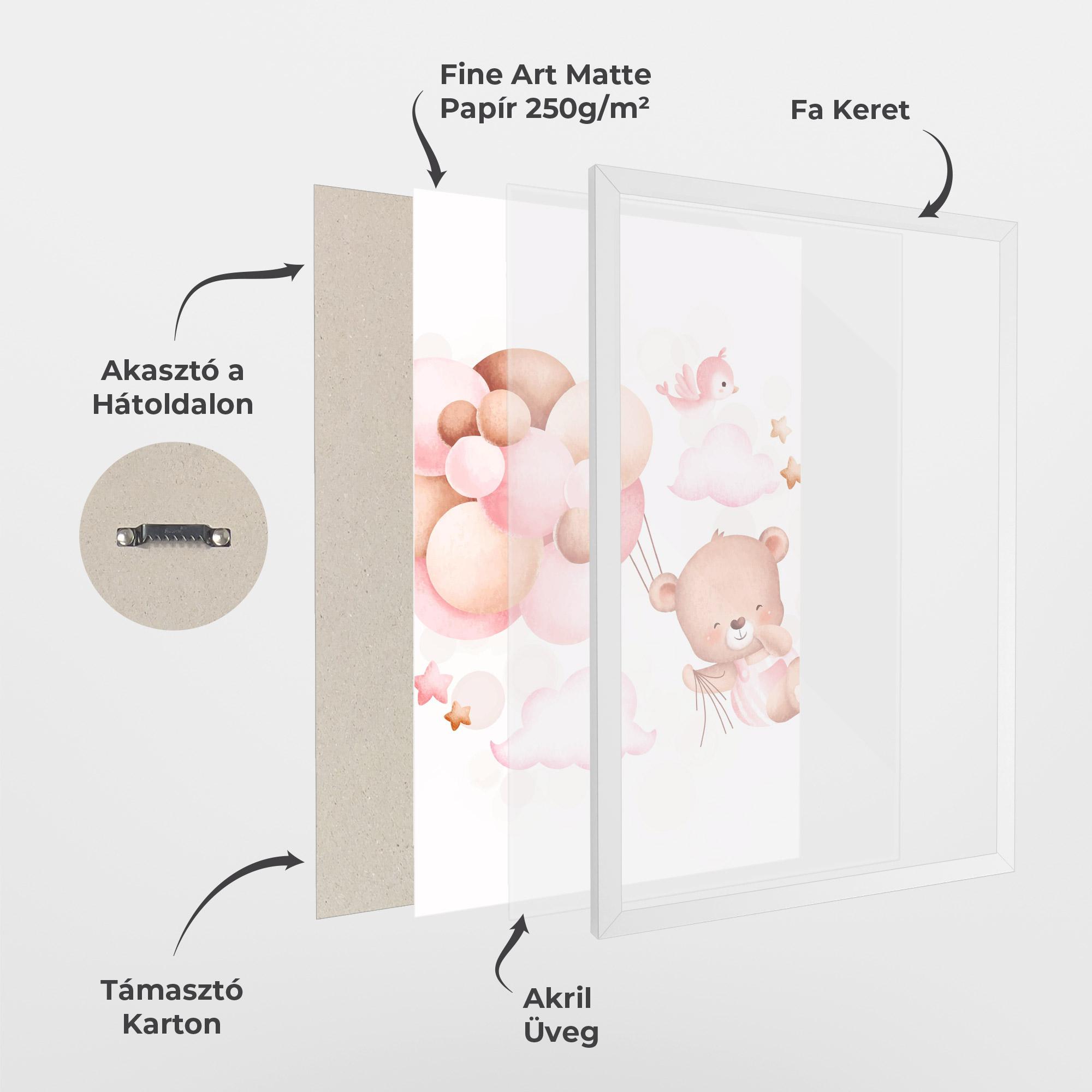 Keretezett Poszter Pink Bear Balloons mockup 1