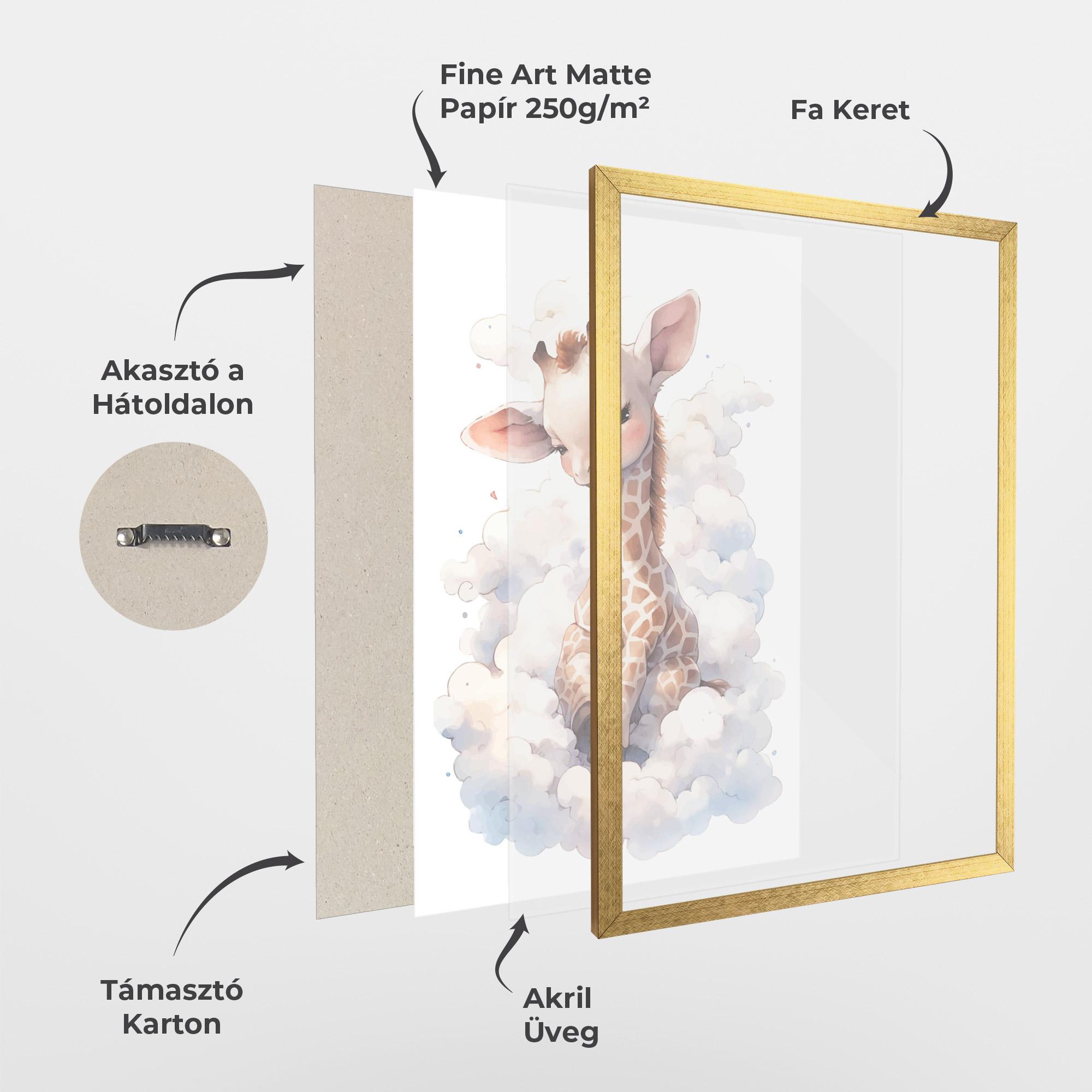 Keretezett Poszter Cute Baby Giraffe mockup 1