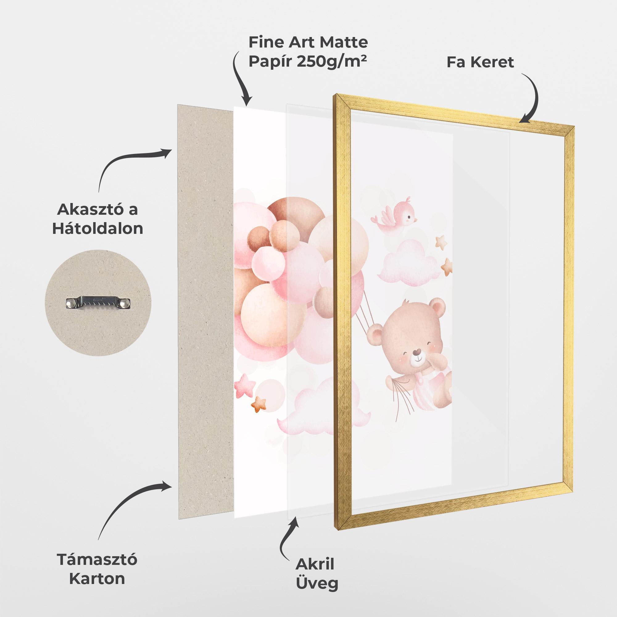 Keretezett Poszter Pink Bear Balloons mockup 1