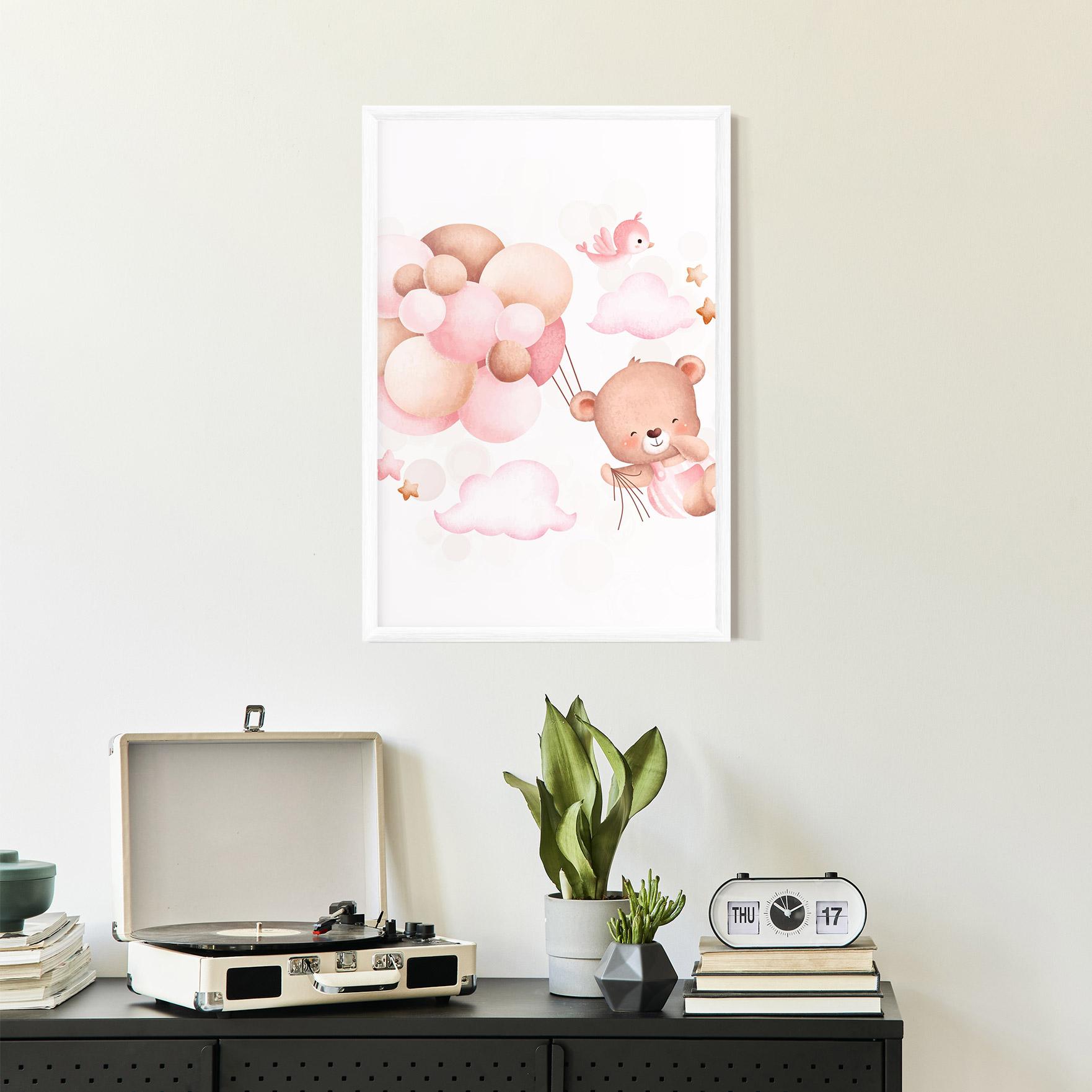 Keretezett Poszter Pink Bear Balloons mockup 2
