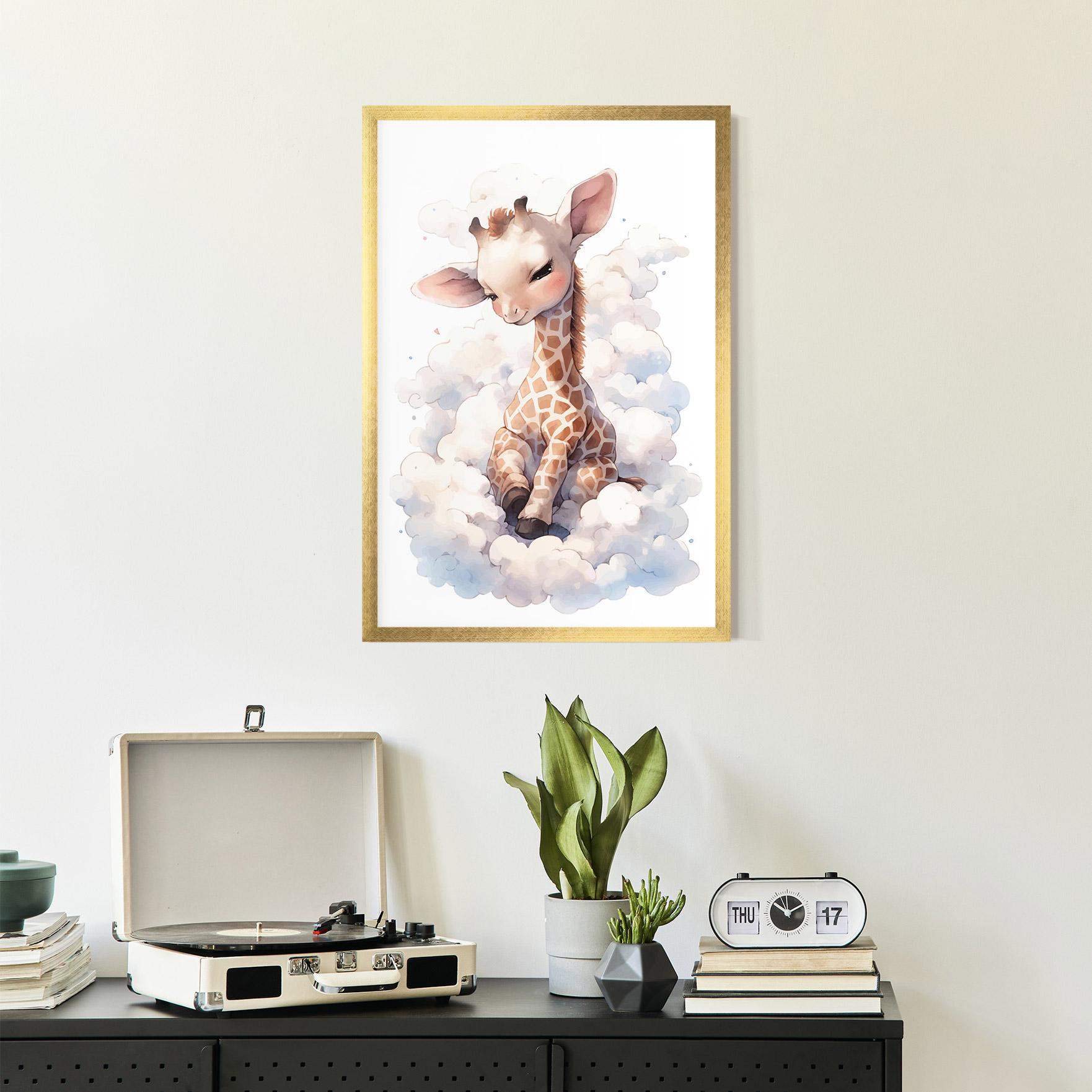 Keretezett Poszter Cute Baby Giraffe mockup 2