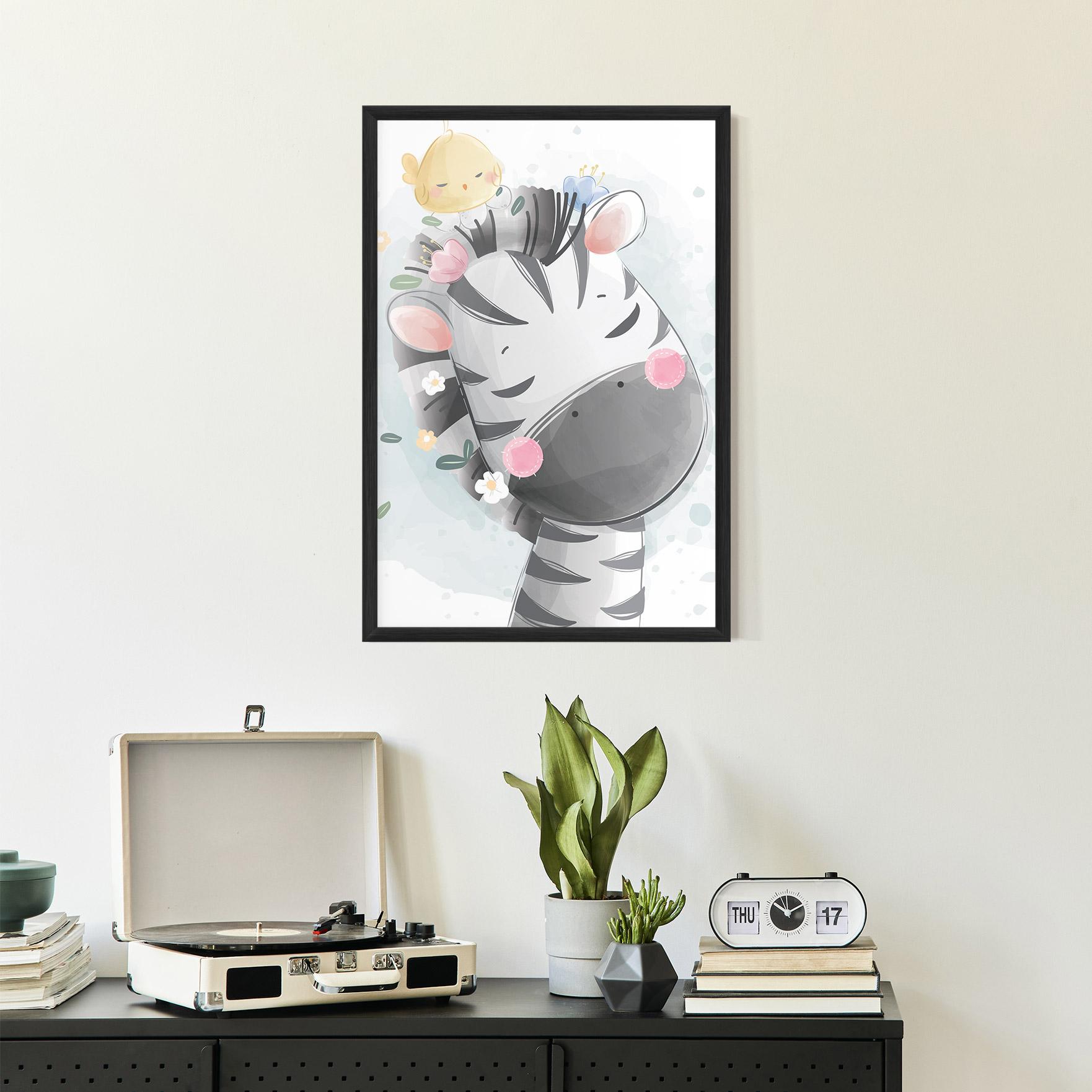 Keretezett Poszter Zebra Bird mockup 2