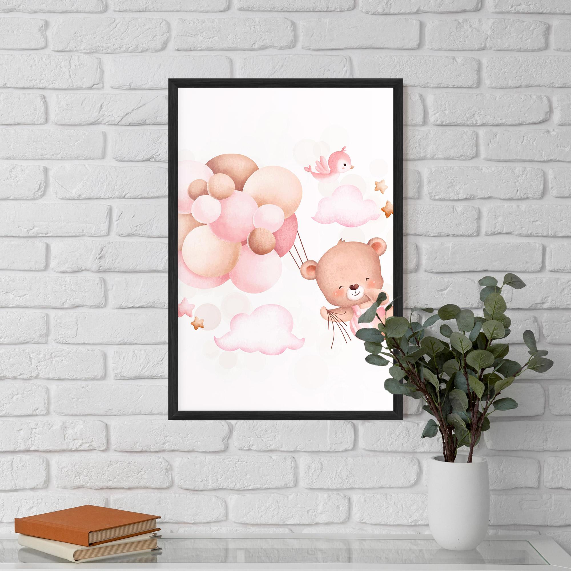 Keretezett Poszter Pink Bear Balloons mockup 5
